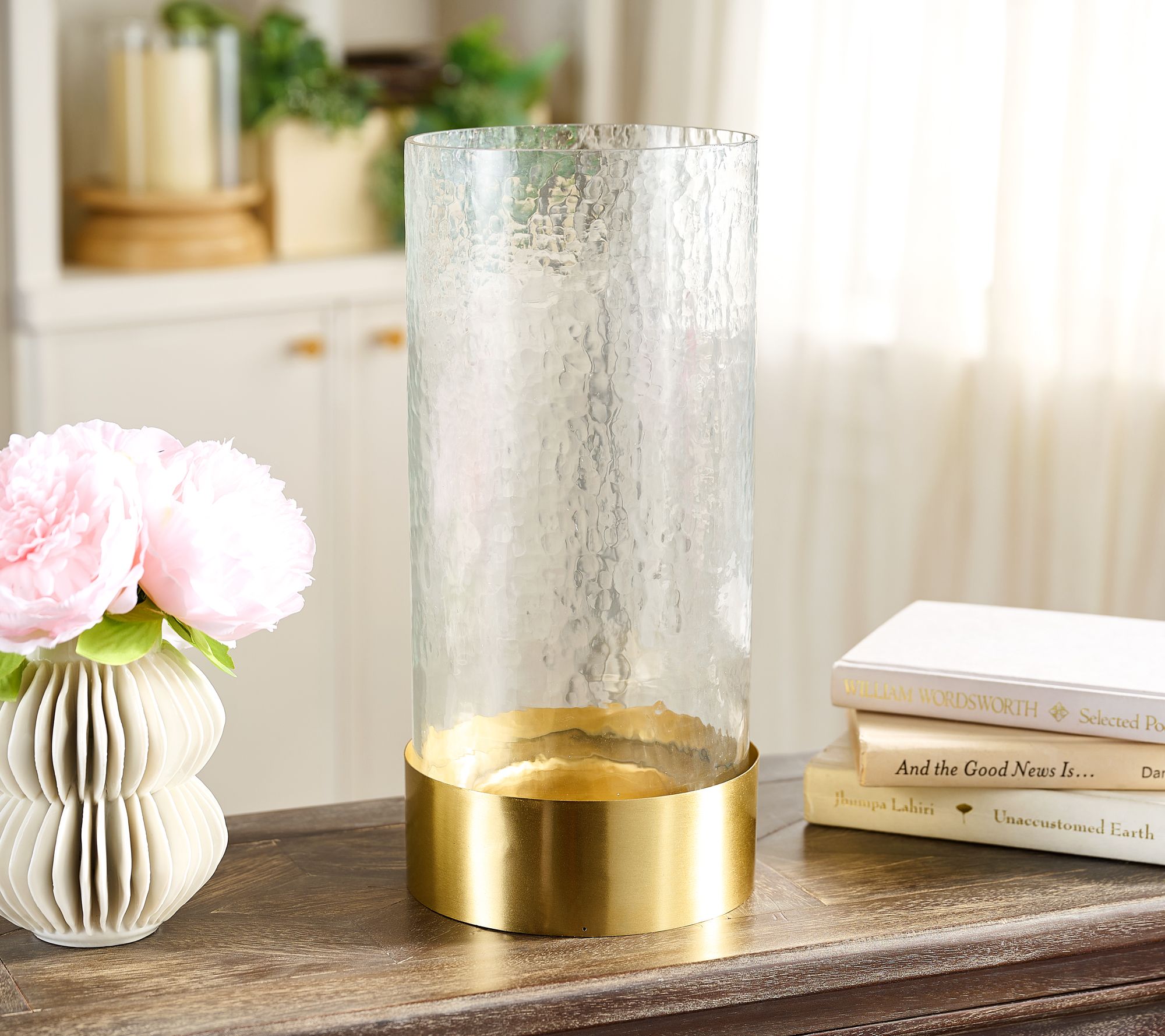 "As Is" Primrose Hill 13.5" Hammered Glass Drop-In Hurricane