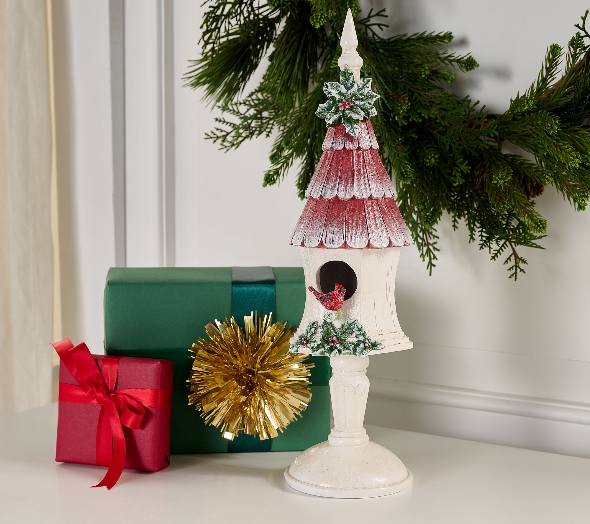 15.5" Birdhouse with Greenery by Valerie