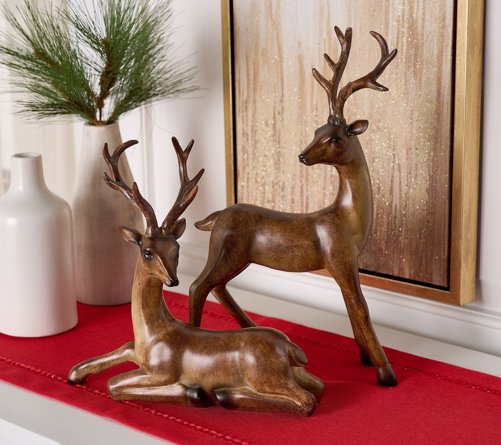 Mrs. H by Dee Hilfiger S/2 Hand Painted DeerFigurines