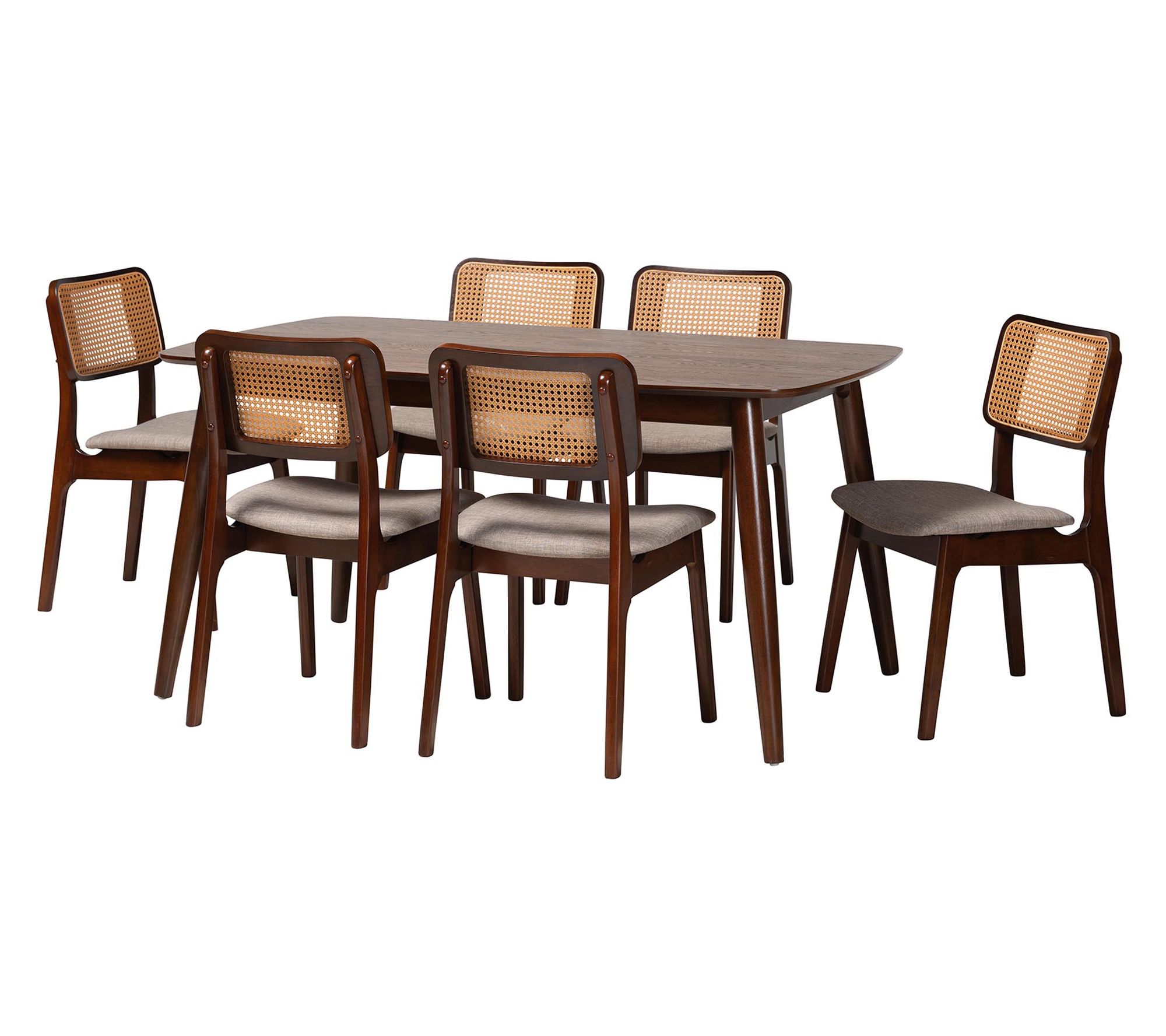 Baxton Studio Dannon Fabric and Wood 7-Piece Dining Set