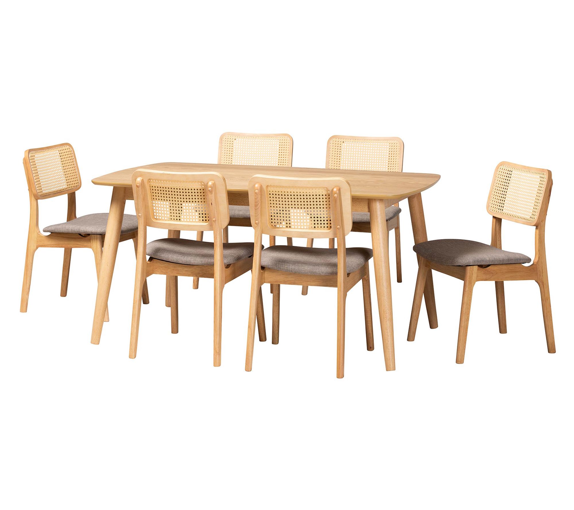 Baxton Studio Dannon Fabric and Wood 7-Piece Dining Set