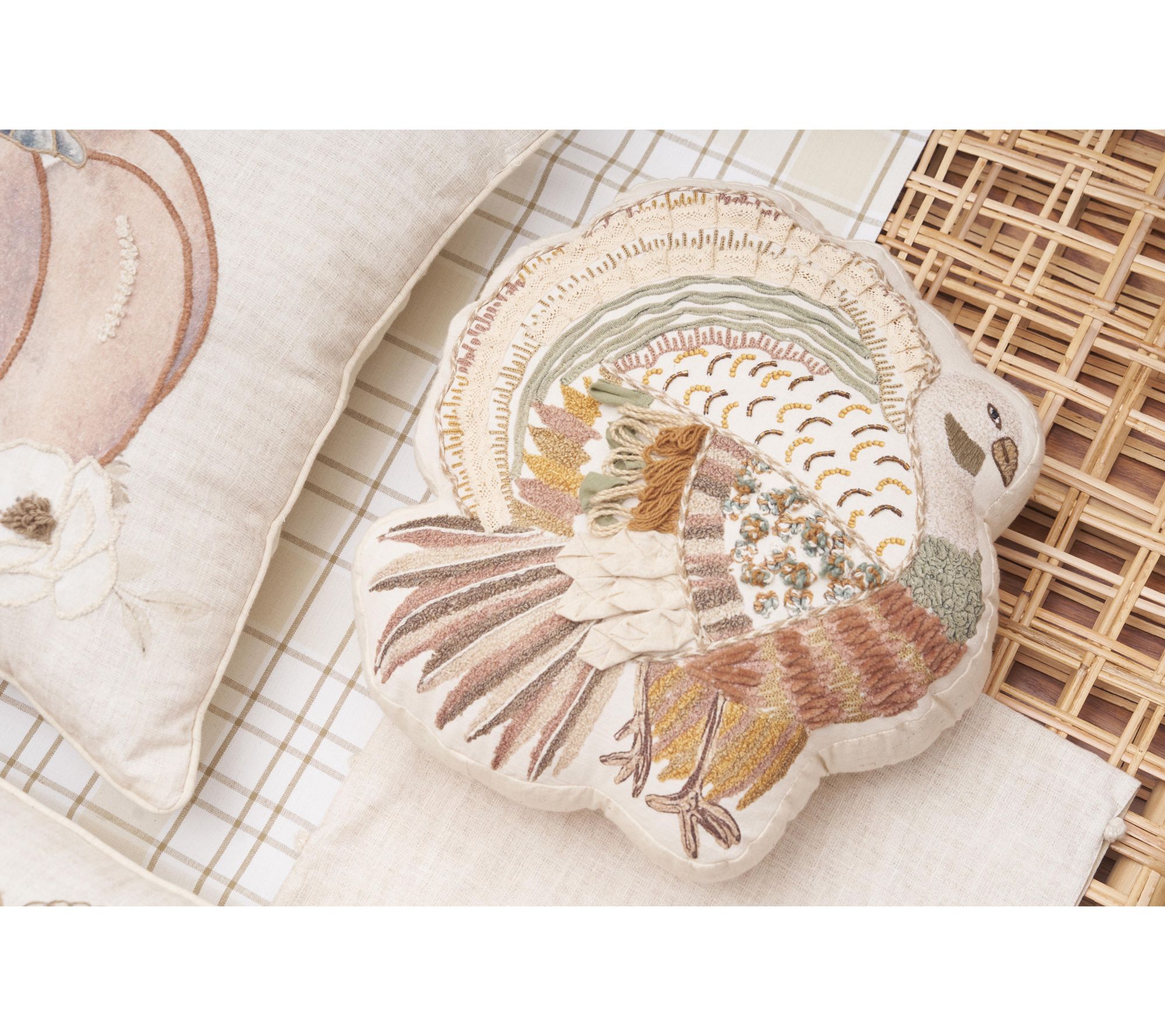 14" x 14" Turkey Shaped Throw Pillow by Valerie