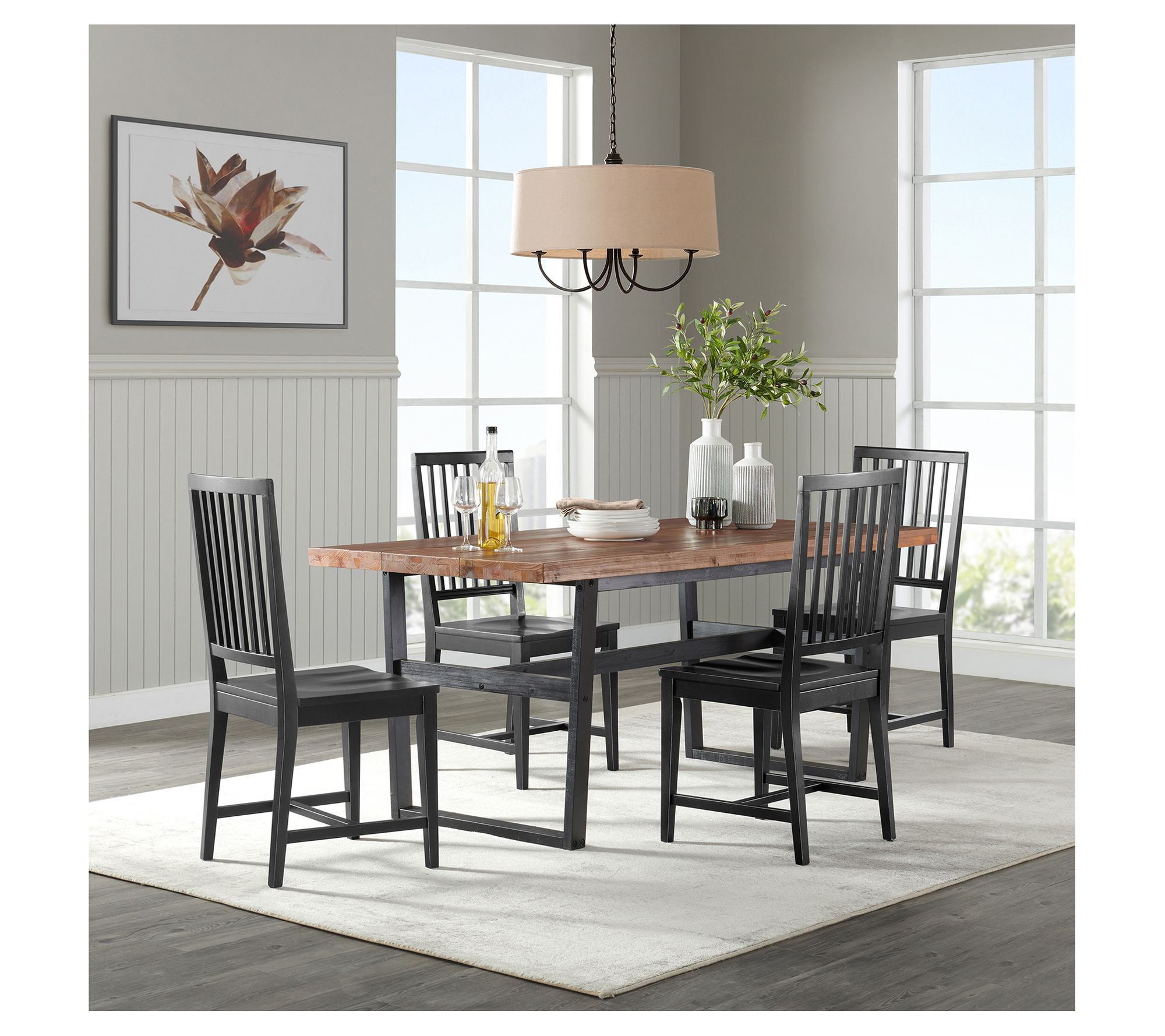 Alaterre Furniture Walden 72" Wood Dining Tableand 4 Chairs