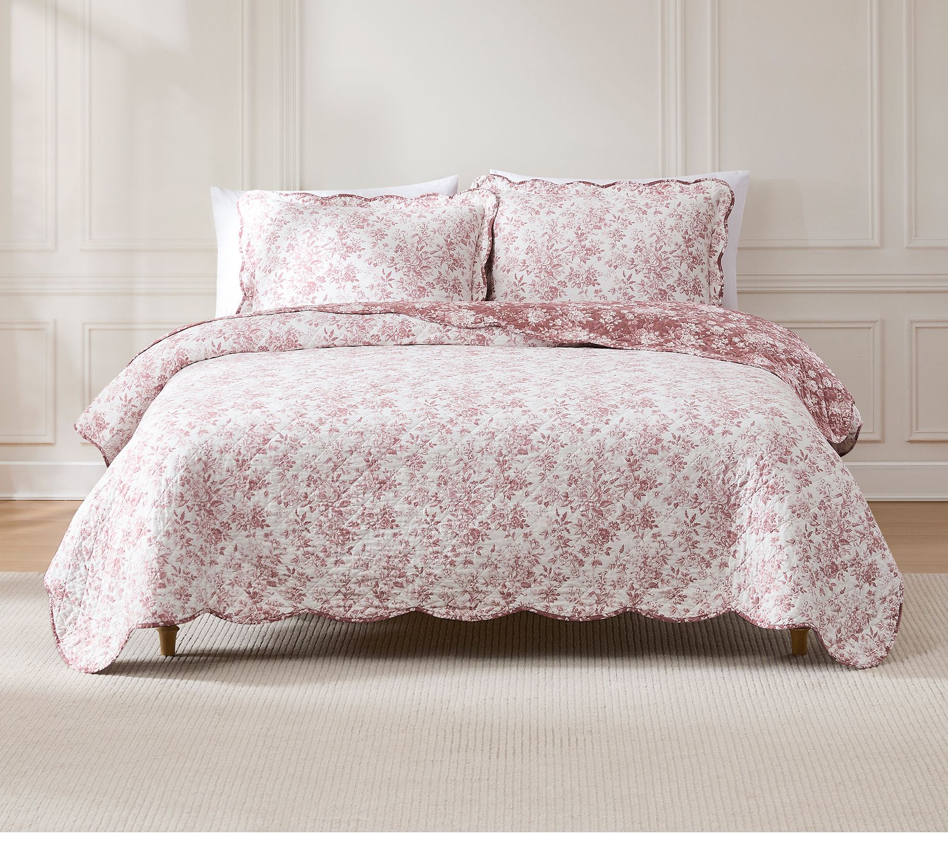 Lush Decor Peony Toile Reversible Cotton QuiltSet Full/Queen