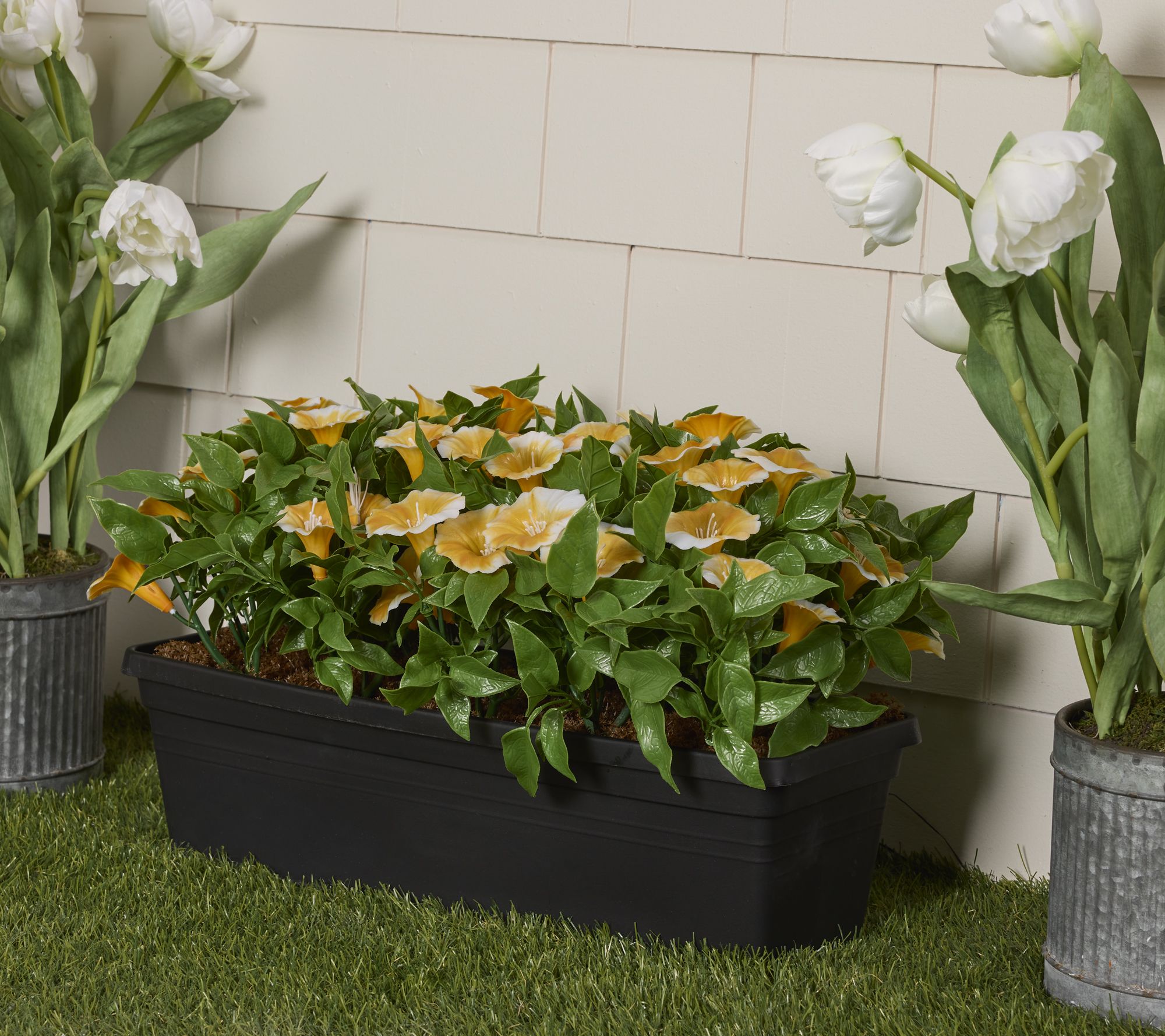 Wicker Park 20" Oversized Indoor/Outdoor Faux Floral Planter Box