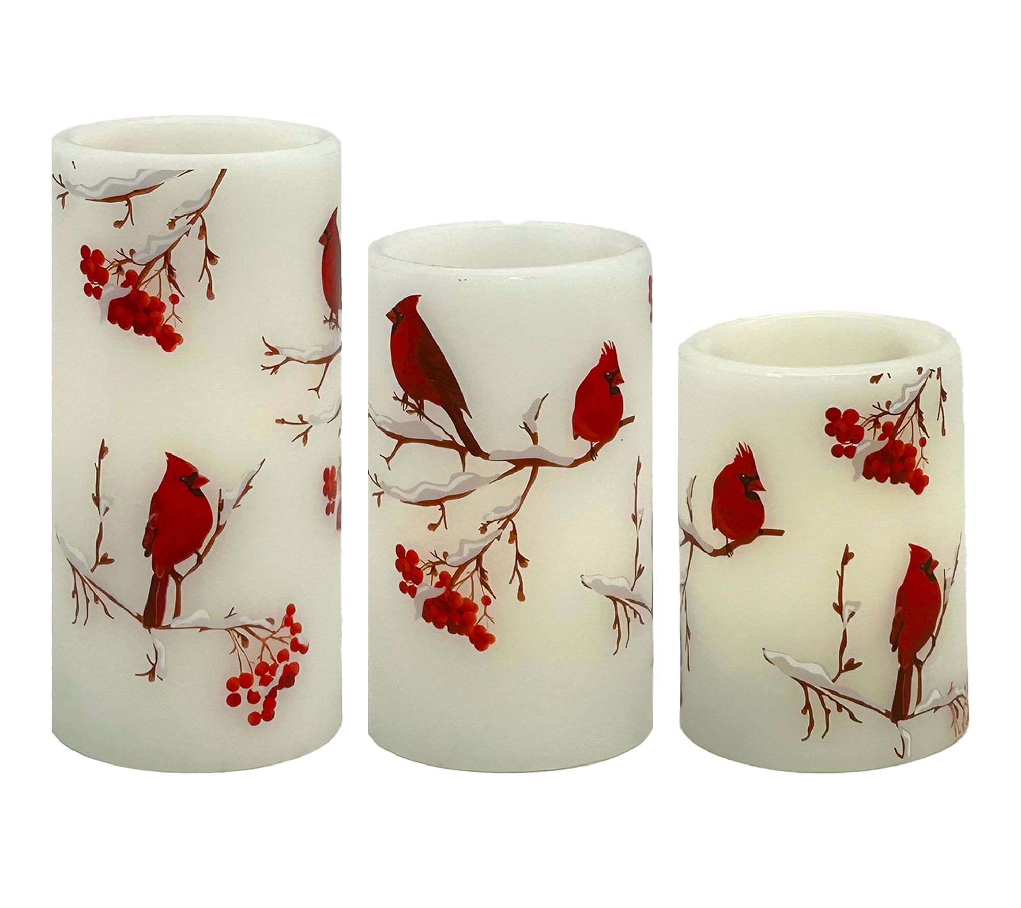 LumaBase Wax Candles with Cardinal Design Set of 3
