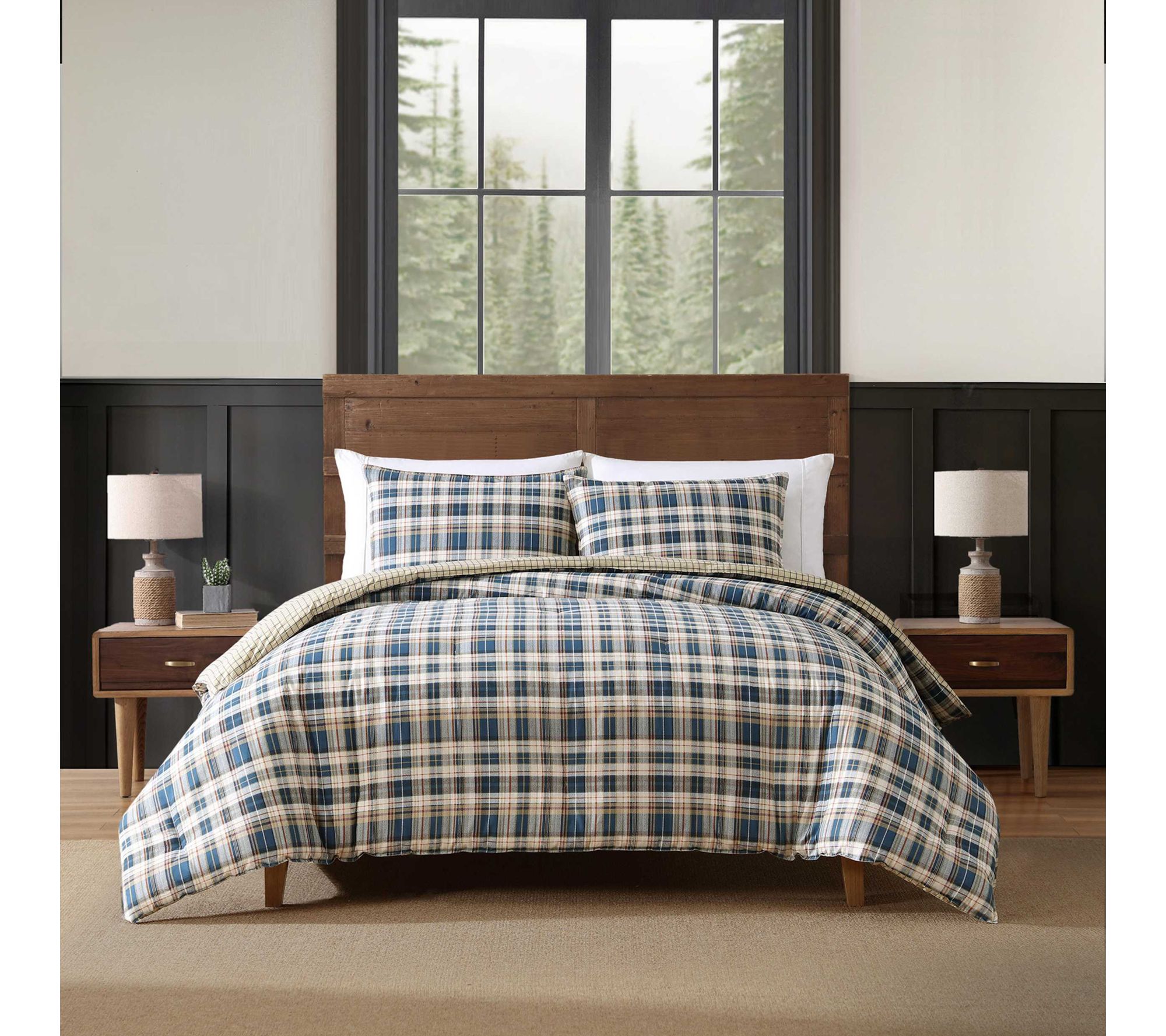 Eddie Bauer Port Gamble Blue Cotton Full/QueenDuvet Cover Set