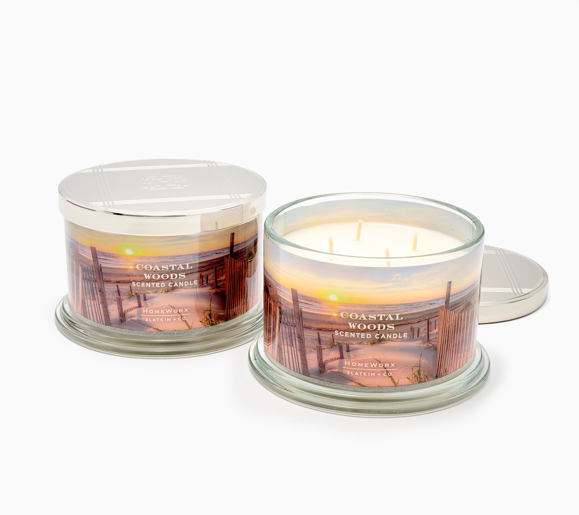 HomeWorx by Slatkin + Co. S/2 18oz Coastal Woods Candles