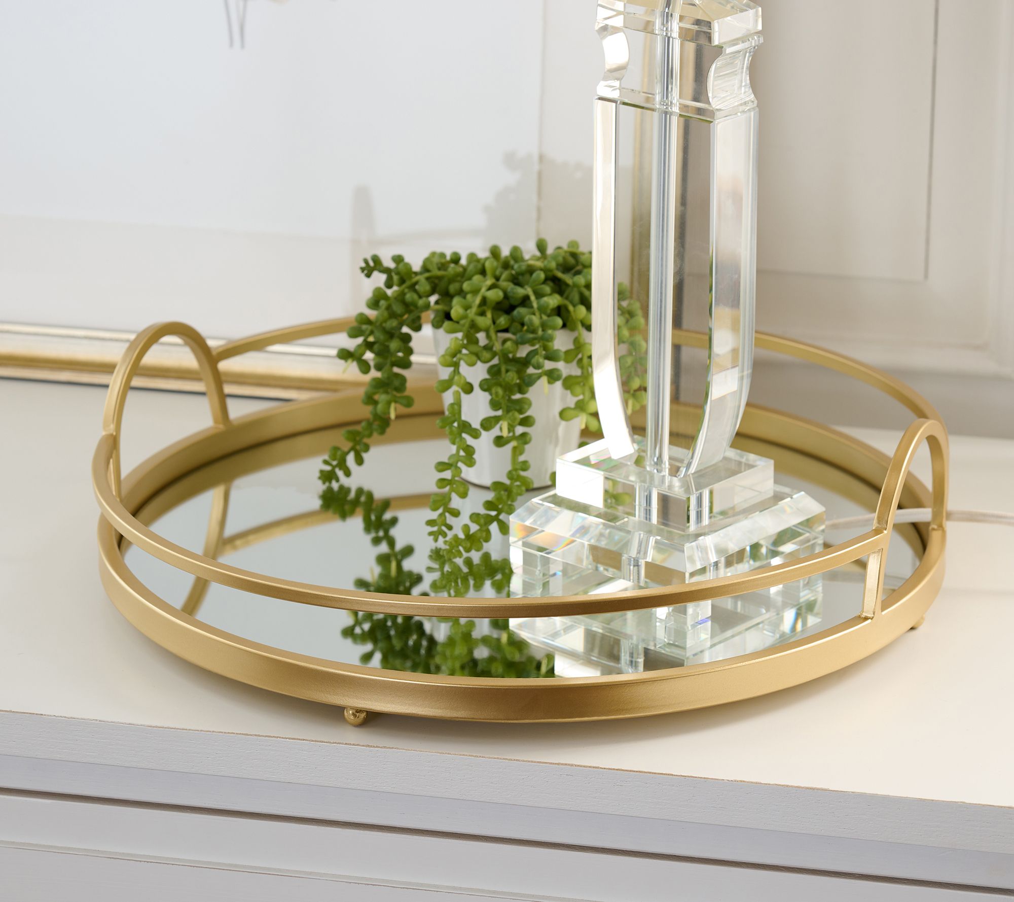 "As Is" Home Reflections 18" Mirrored Tray with Handles