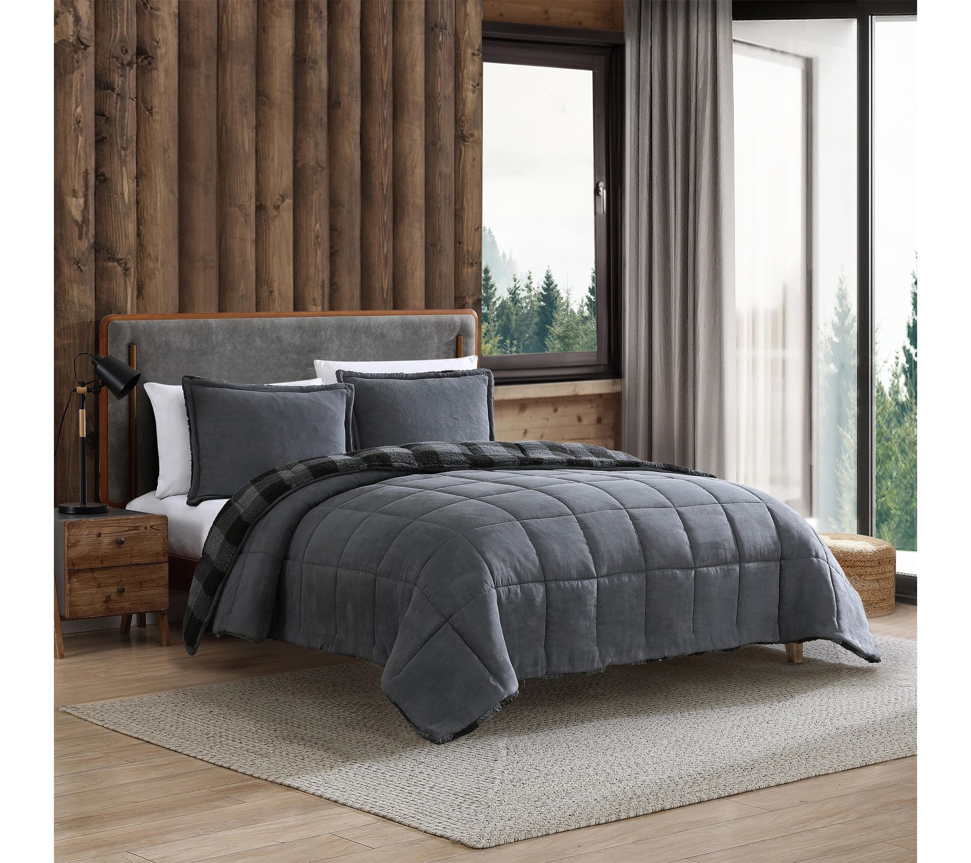 Eddie Bauer Cabin Plaid Grey Queen Comforter Set