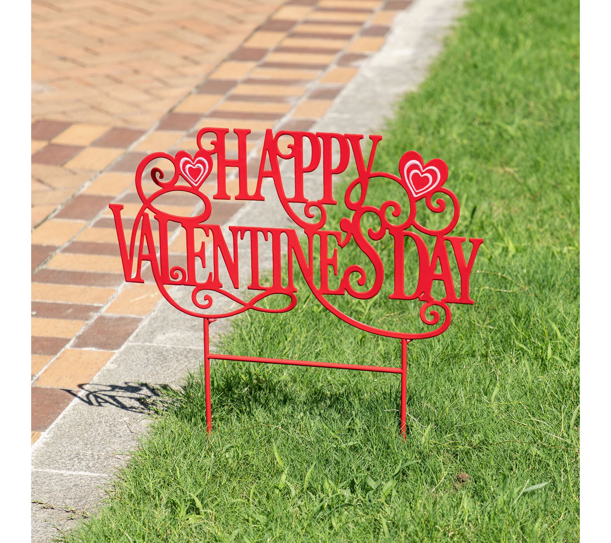 Glitzhome 23.25"H Metal Happy Valentine's Day Garden Stake