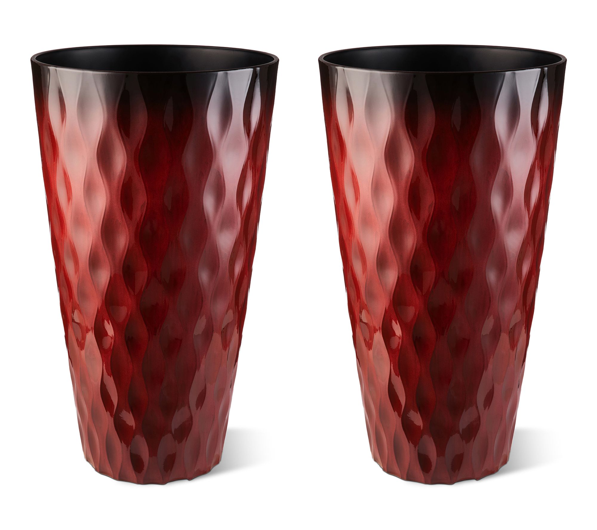 Glitzhome 23.75"H S/2 Oversized Wavy Texture Tall Plastic Plan
