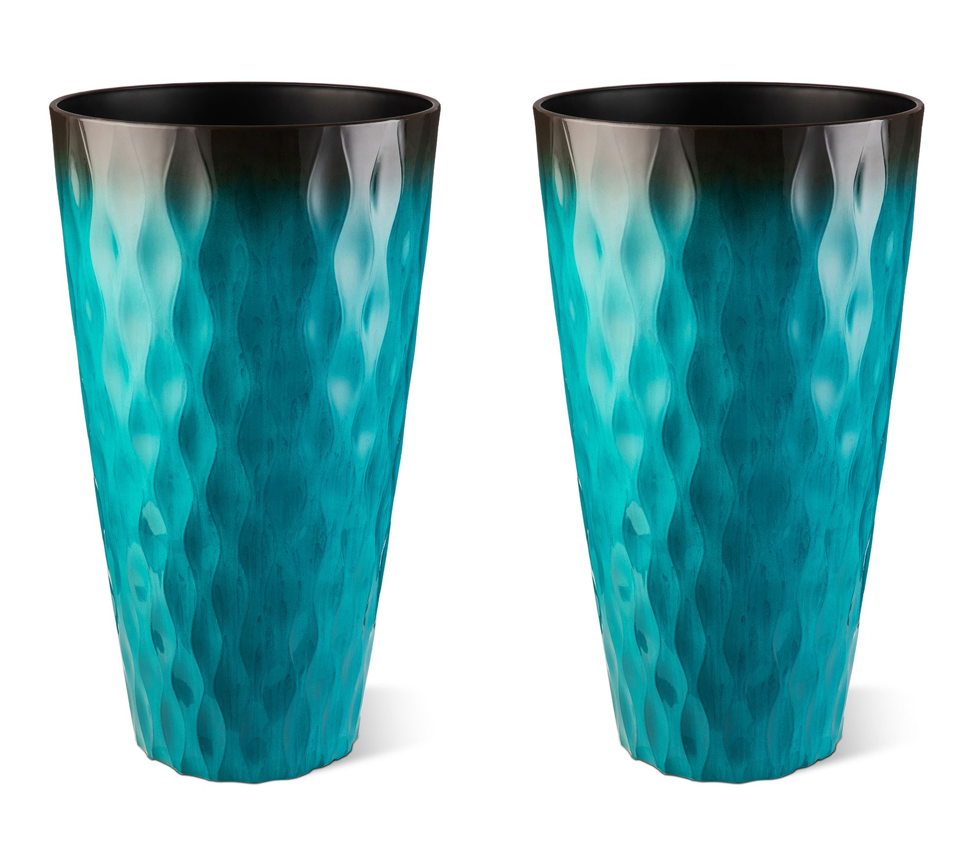 Glitzhome 23.75"H S/2 Oversized Wavy Texture Tall Plastic Plan