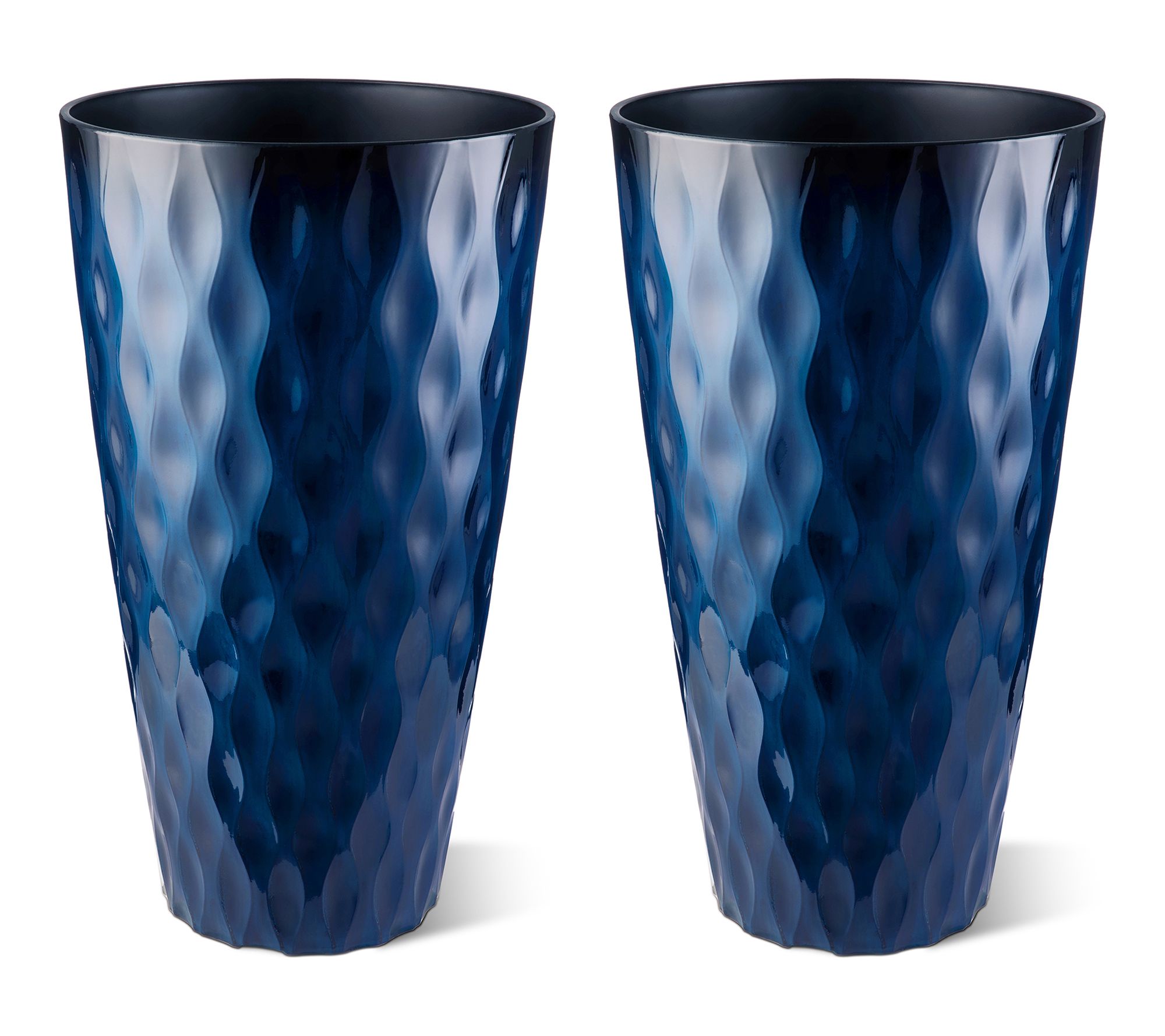 Glitzhome 23.75"H S/2 Oversized Wavy Texture Tall Plastic Plan