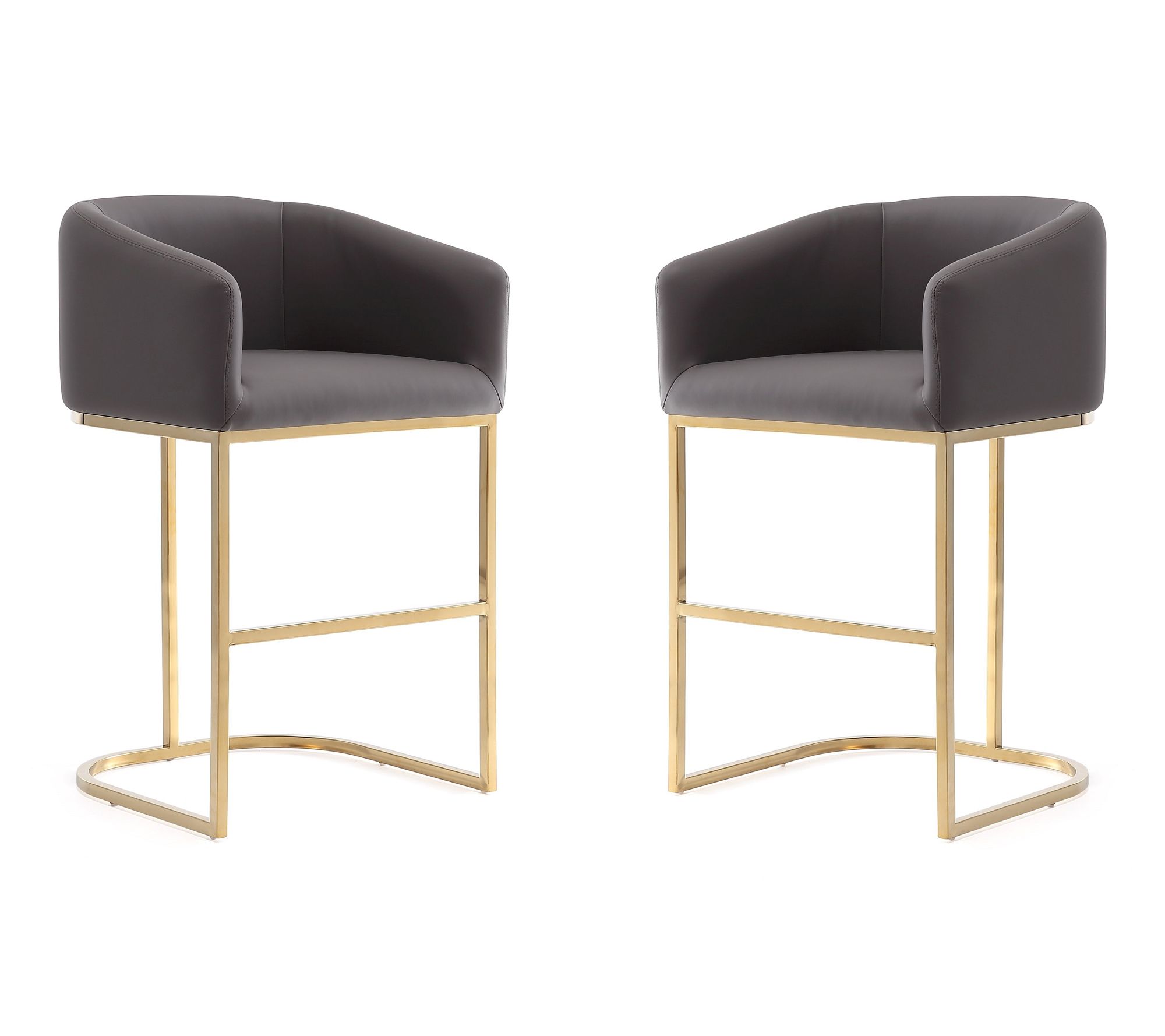 Manhattan Comfort Louvre Upholstered Counter St ool - Set of 2