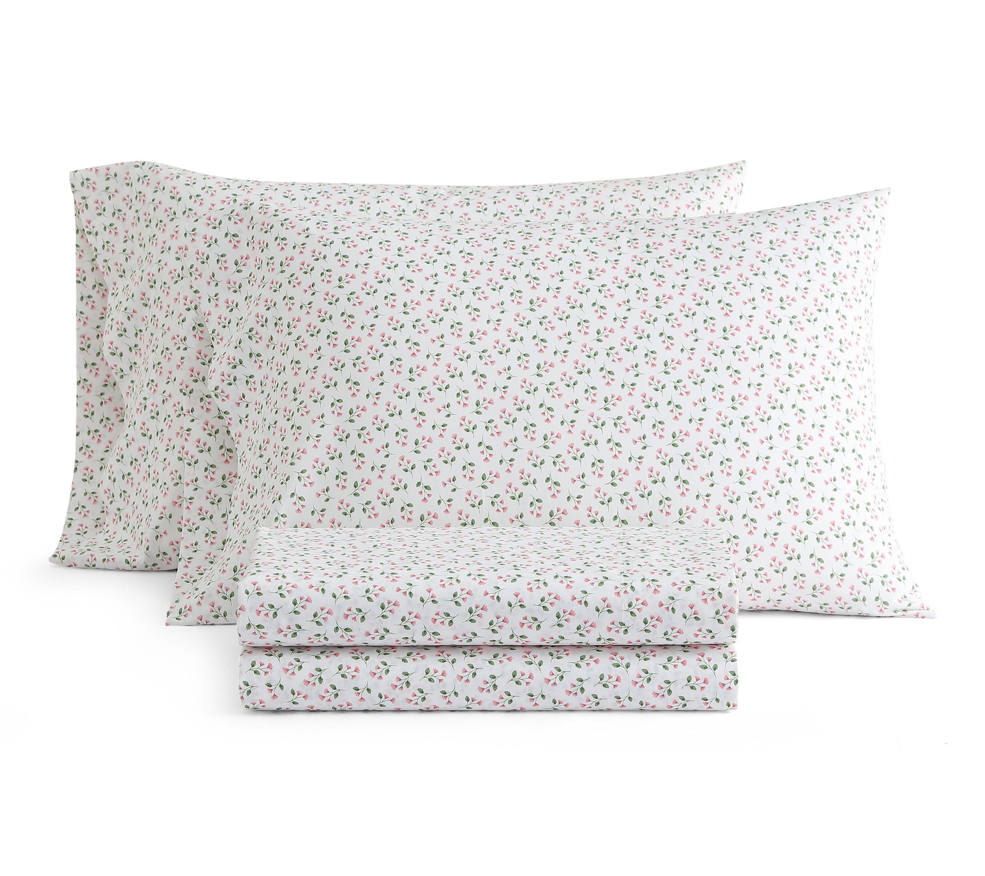 Martha Stewart Kennedy Floral White/Pink CottonTwin Sheet Set