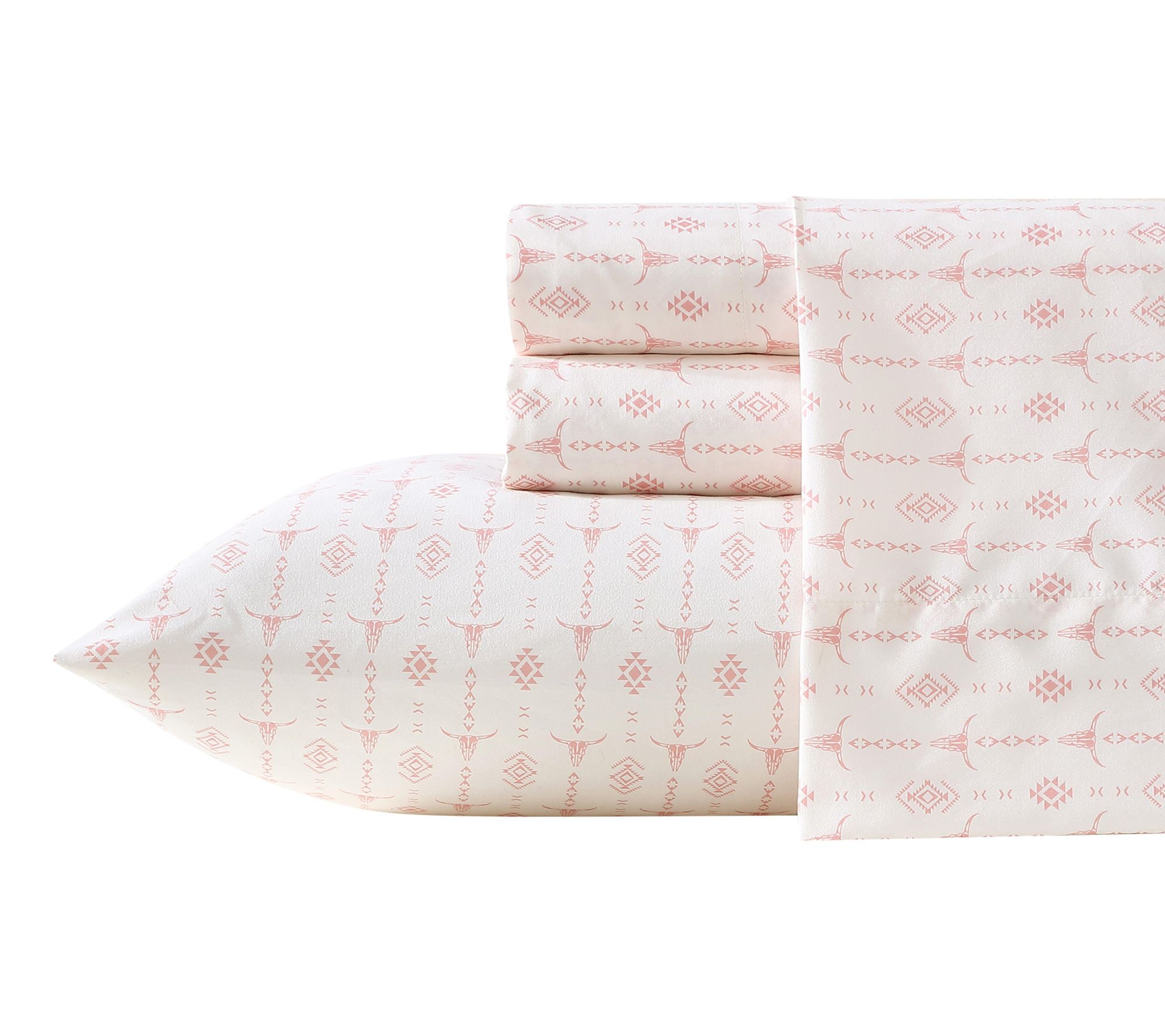 Wrangler Steer Head Stripe Ivo ry/Pink Microfb r Twin Sheet Se