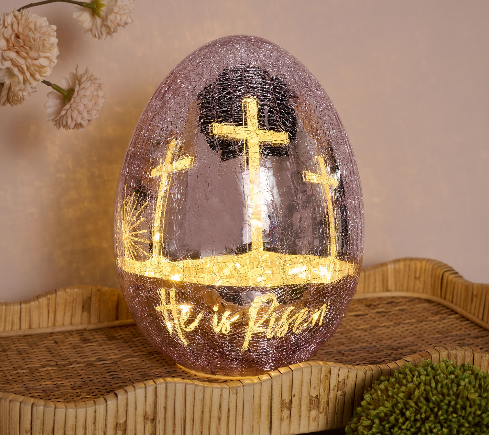 "As Is" 8" Illuminated Glass Egg with Hidden Scene by Kim Gravel