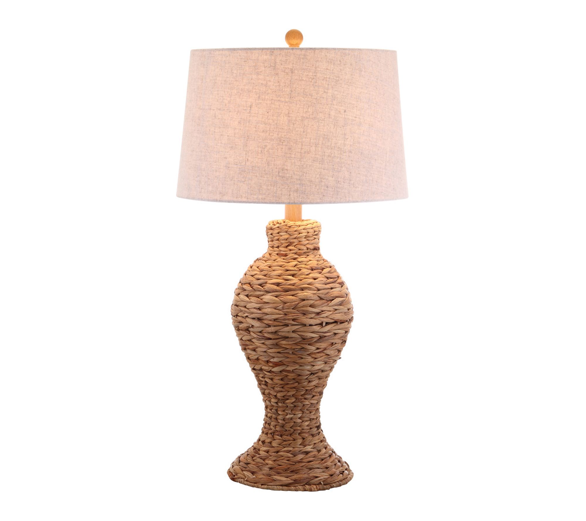 HomeRoots 31" Natural Water Hyacinth Urn Lamp, Drum Shade