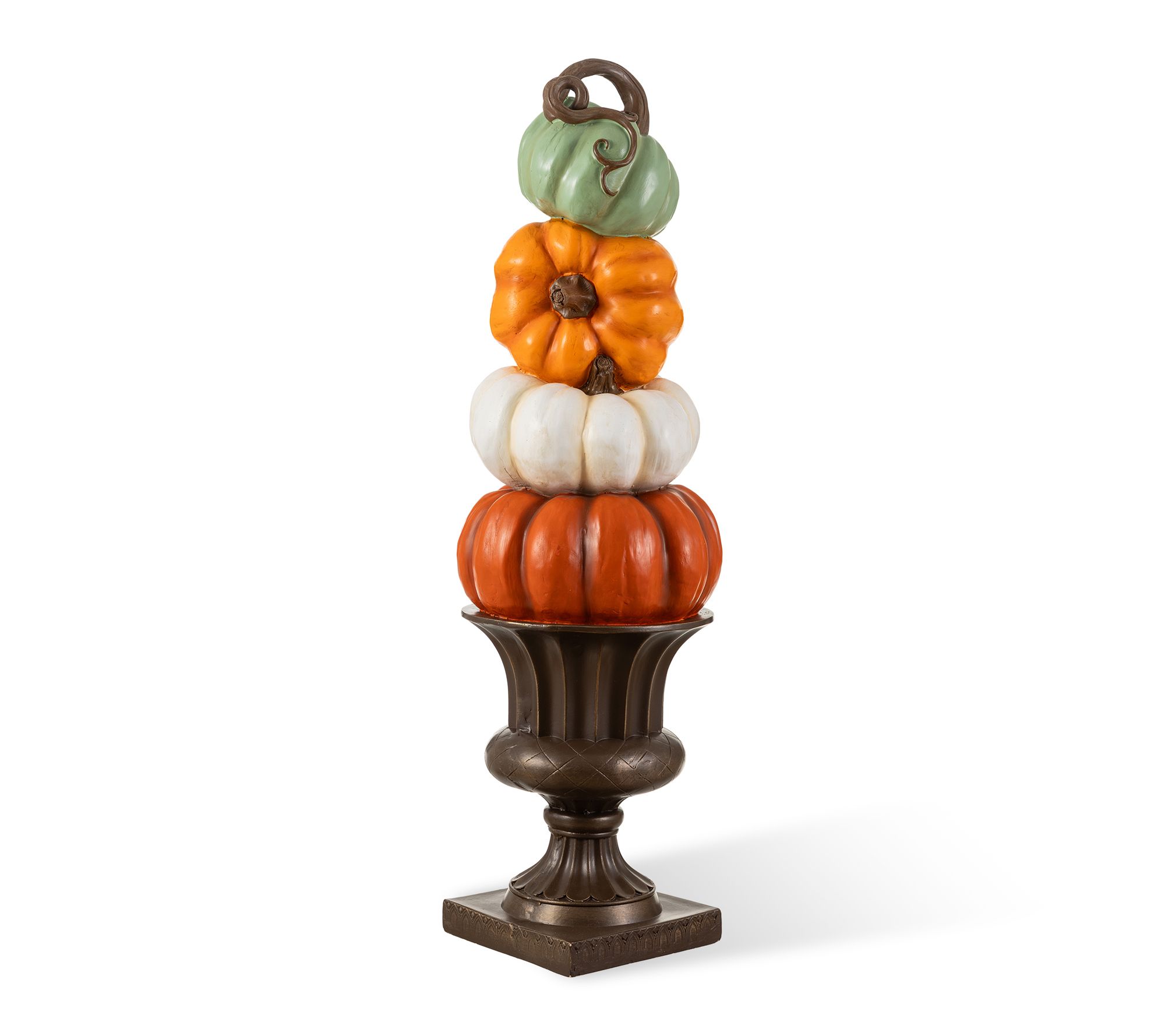 Glitzhome 30.75"H Fall MGO Stacked Pumpkin with Urn Porch Decor