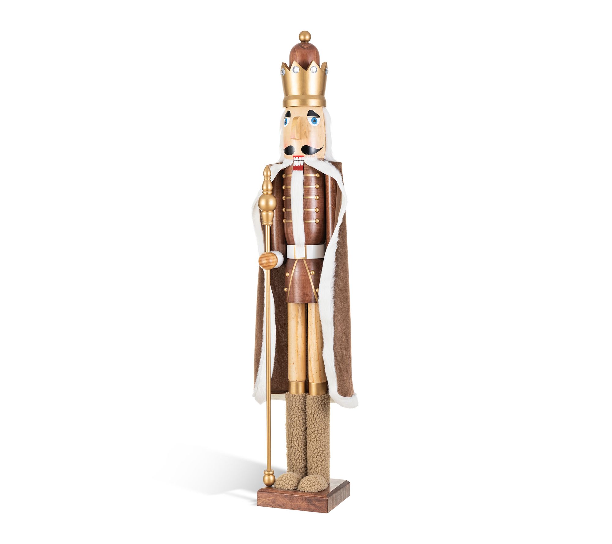 Glitzhome 42"H Wooden Christmas Natural King Nutcracker
