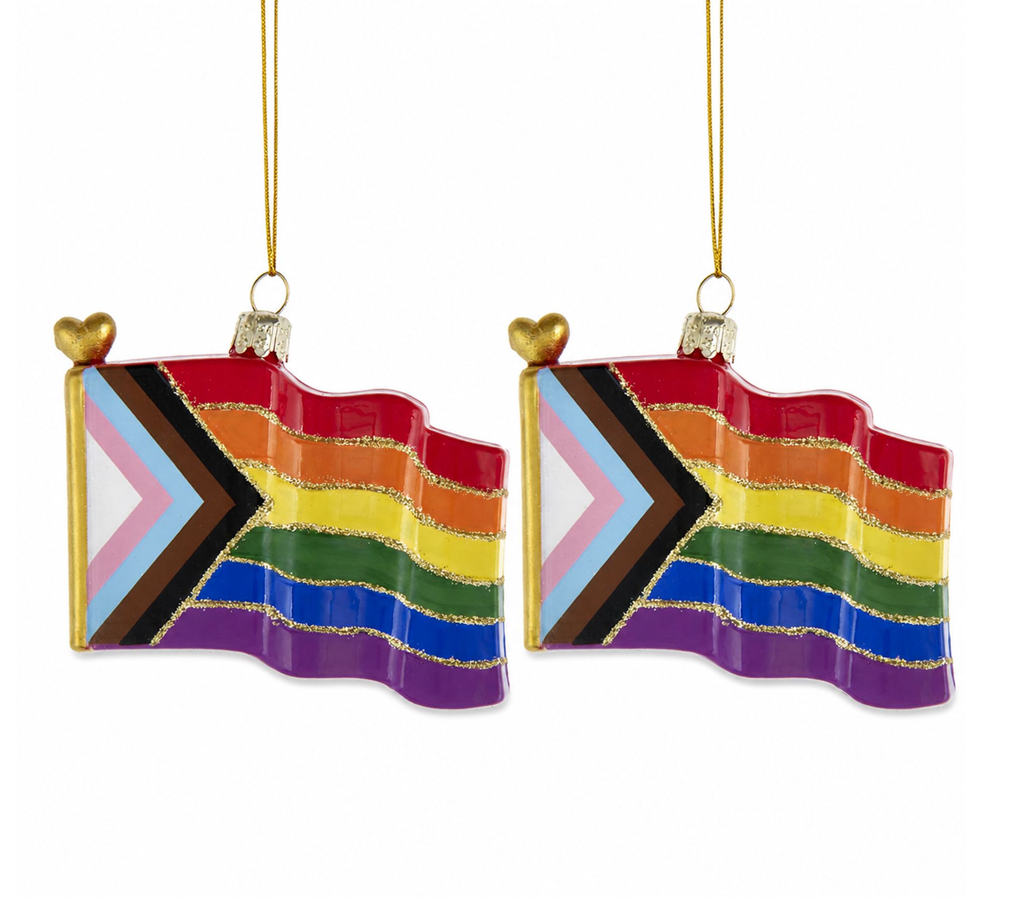 RC Home Decor -Set of 2 Hand -Painted Blown Glass Pride Ornaments