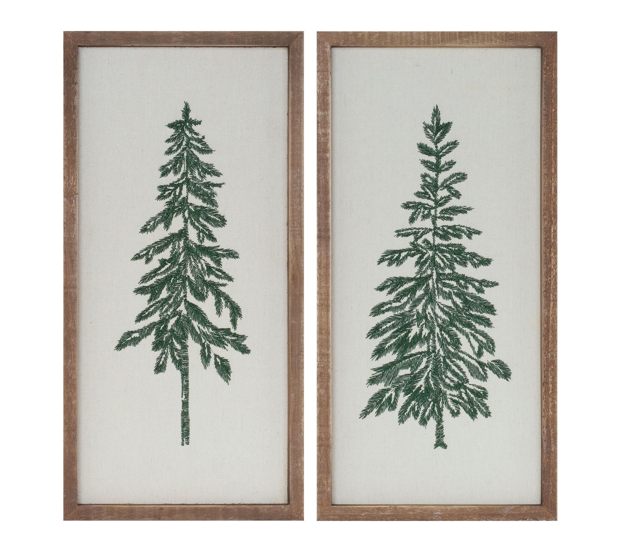 Melrose Embroidered Pine Tree Wall Art (Set of 2)
