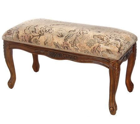 Thomas Pacconi Hand Carved Upholstered Queen Anne Bench - QVC.com