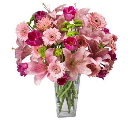 Deluxe Pink Crush with Vase by ProFlowers - QVC.com