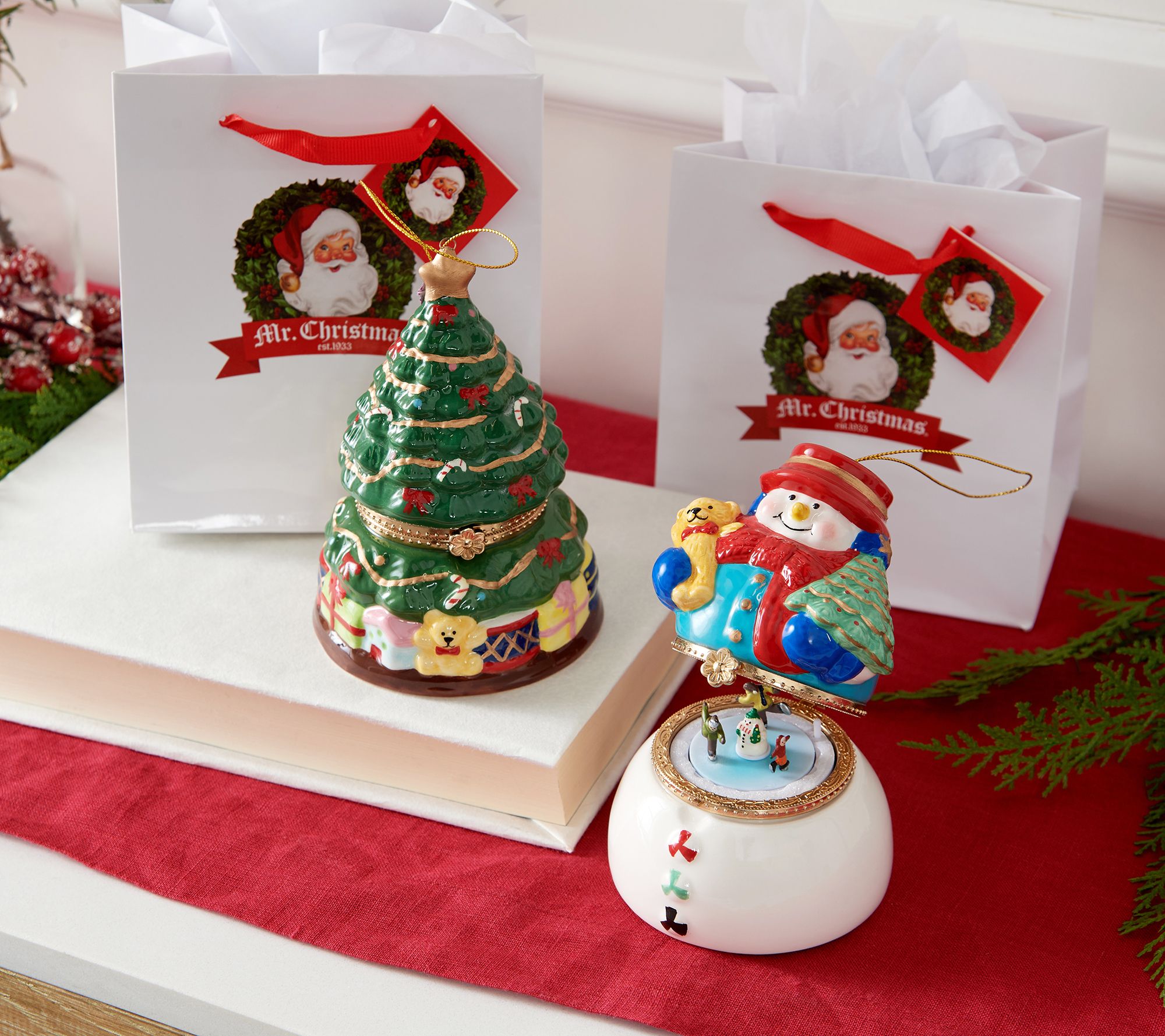 Mr. Christmas Set of 2 Porcelain Music Box Ornaments - QVC.com