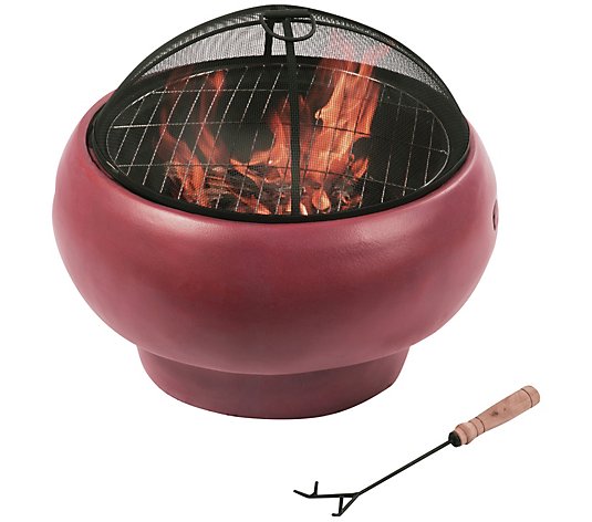Teamson Home Outdoor 22" Round Concrete Wood Burning Fire Pit