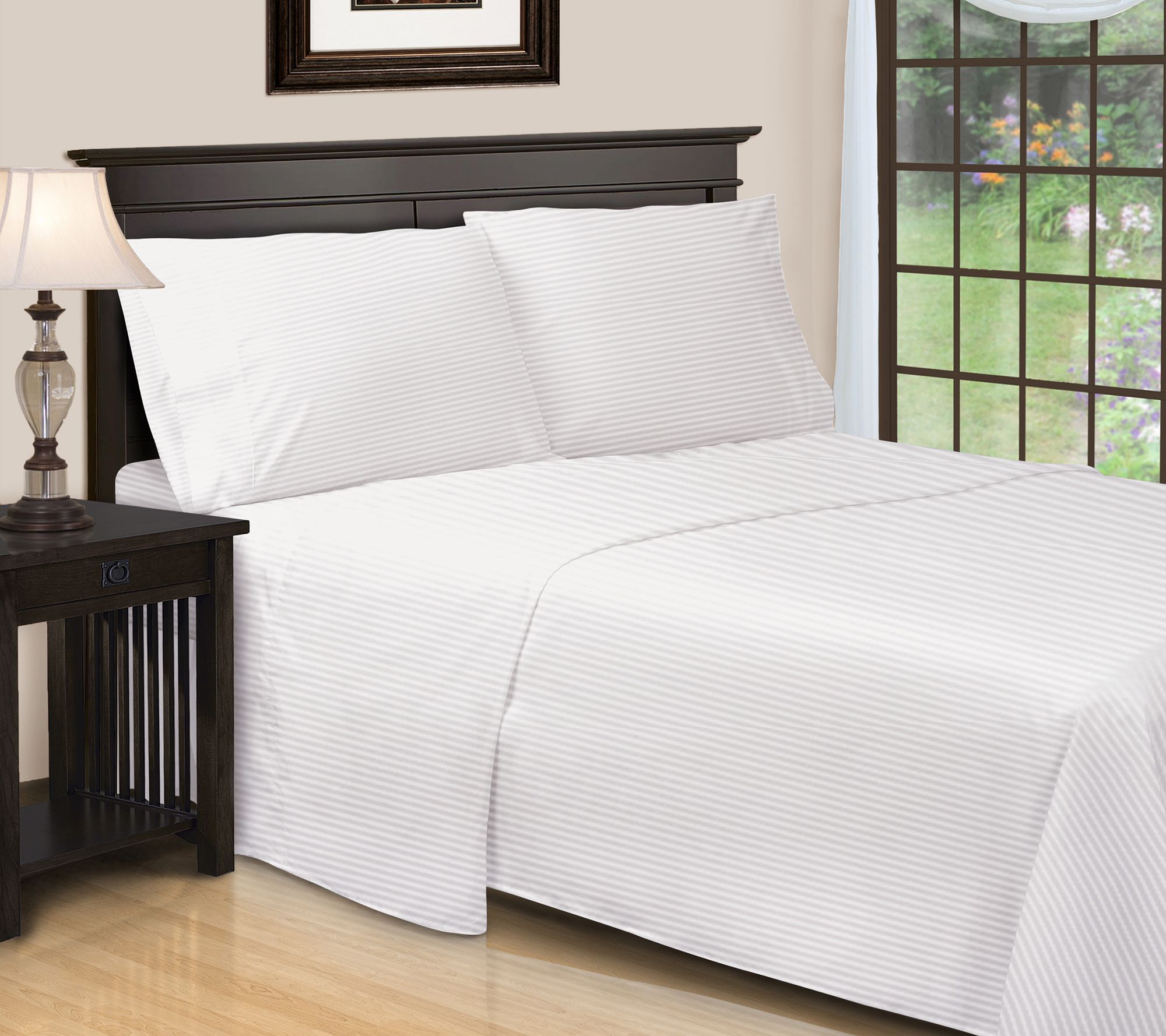 Superior 650TC Egyptian Cotton Striped Sheet, Q ueen