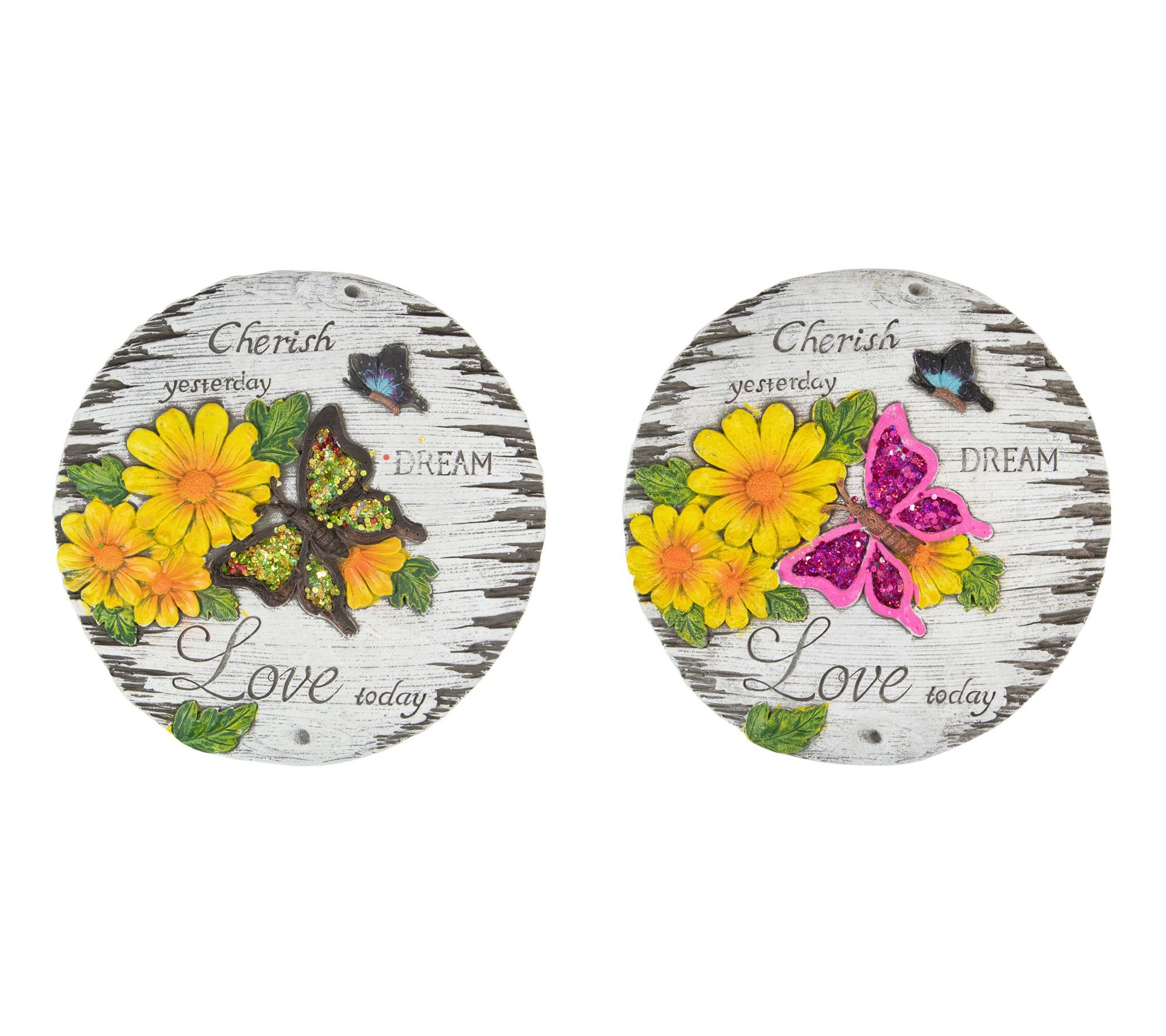 Northlight S/2 "Love Today" Outdoor Floral Gard en Stones 10"