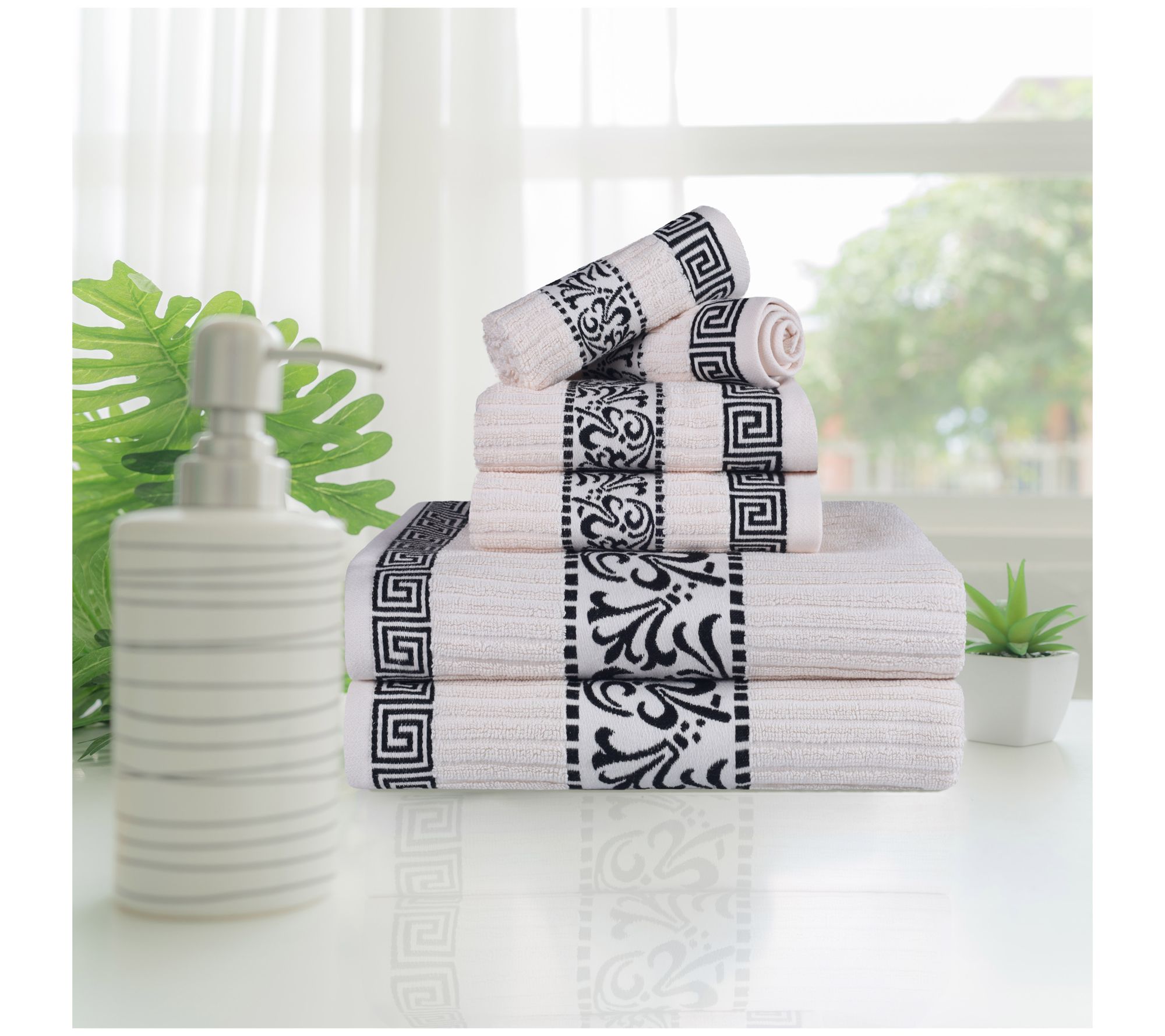Superior Cotton 6-Piece Athens Embroidered Abso rbent Towel Se