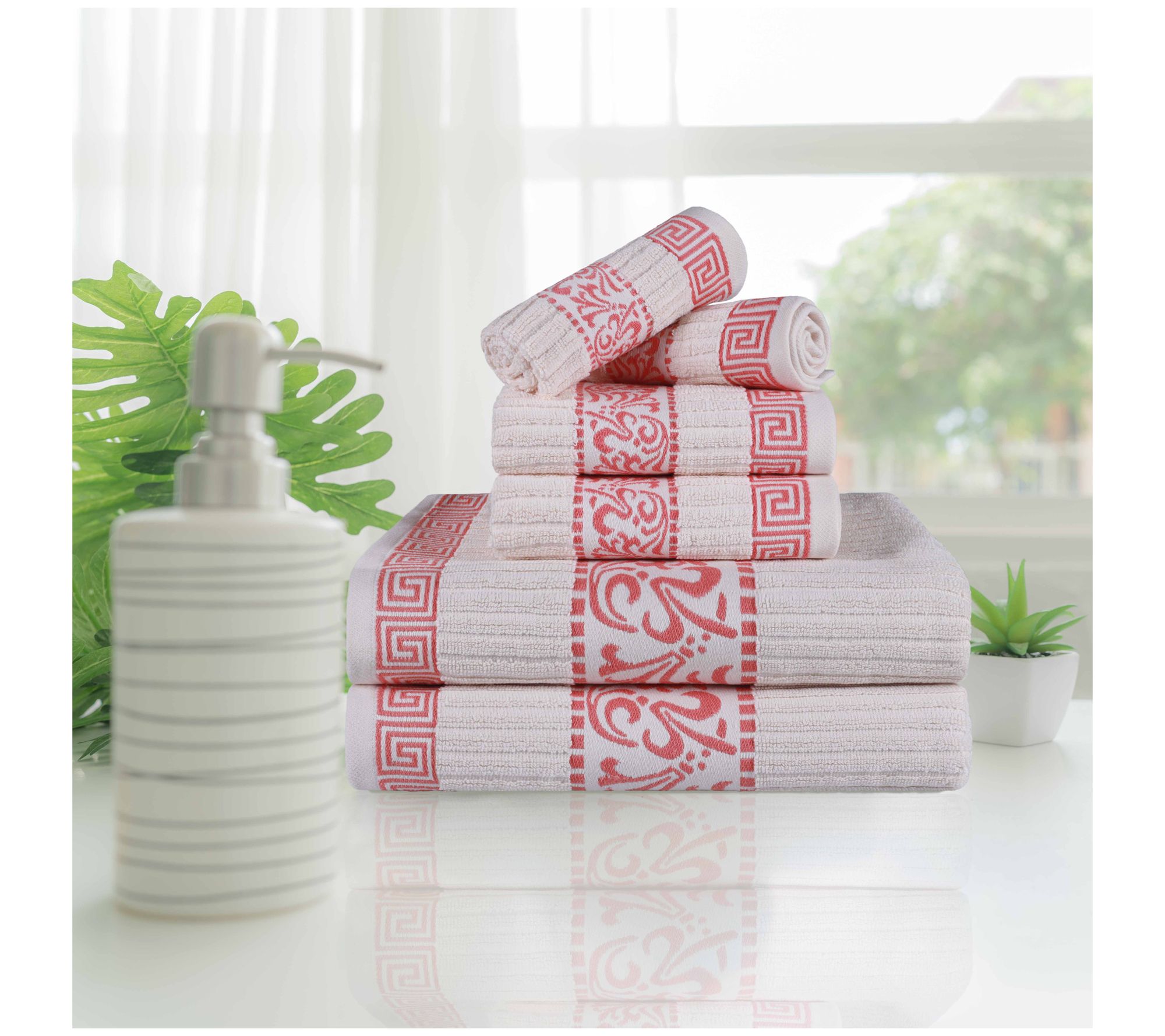 Superior Cotton 6-Piece Athens Embroidered Abso rbent Towel Se