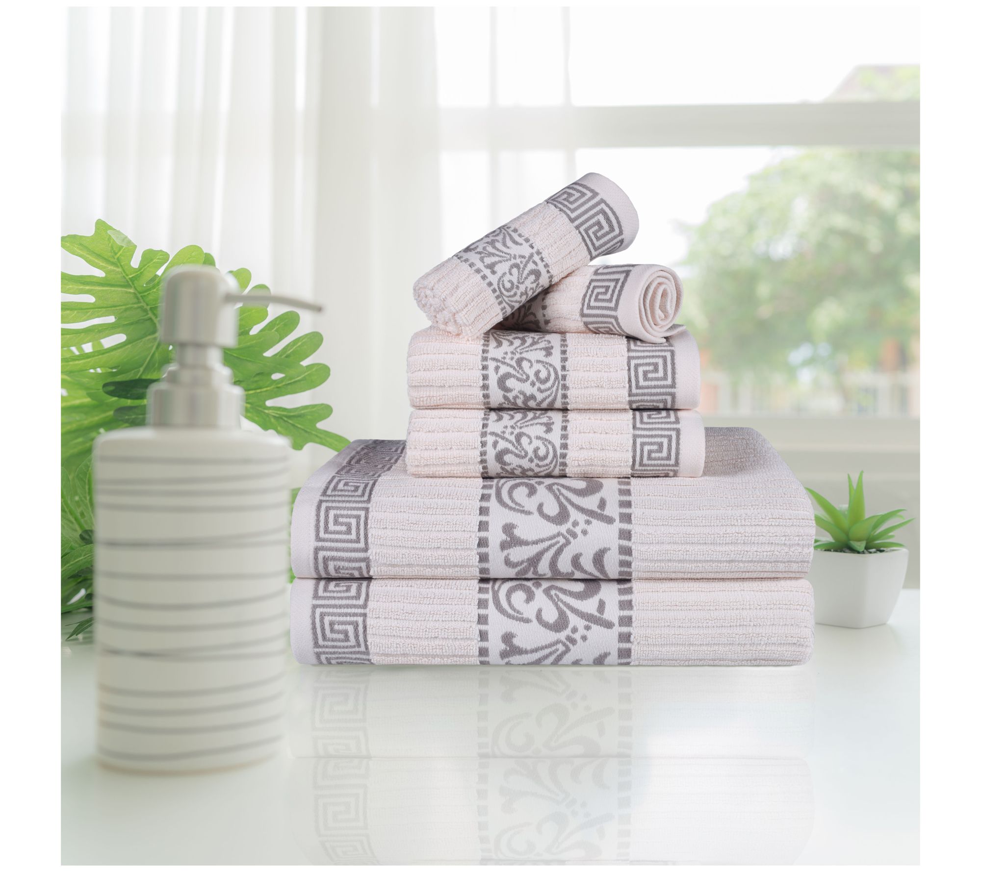 Superior Cotton 6-Piece Athens Embroidered Abso rbent Towel Se