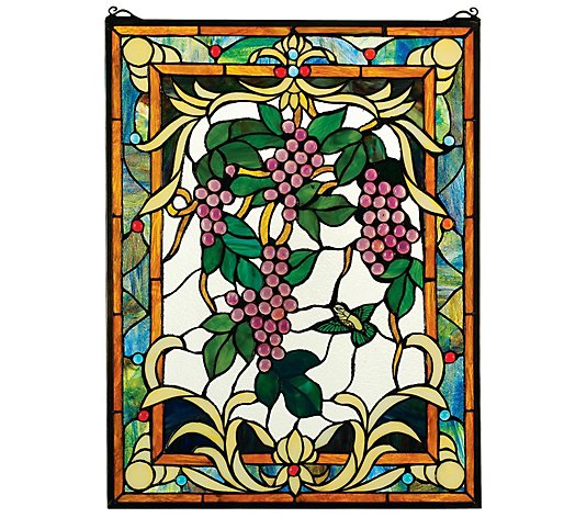 Design Toscano Romantic Grape Vineyard StainedGlass Window