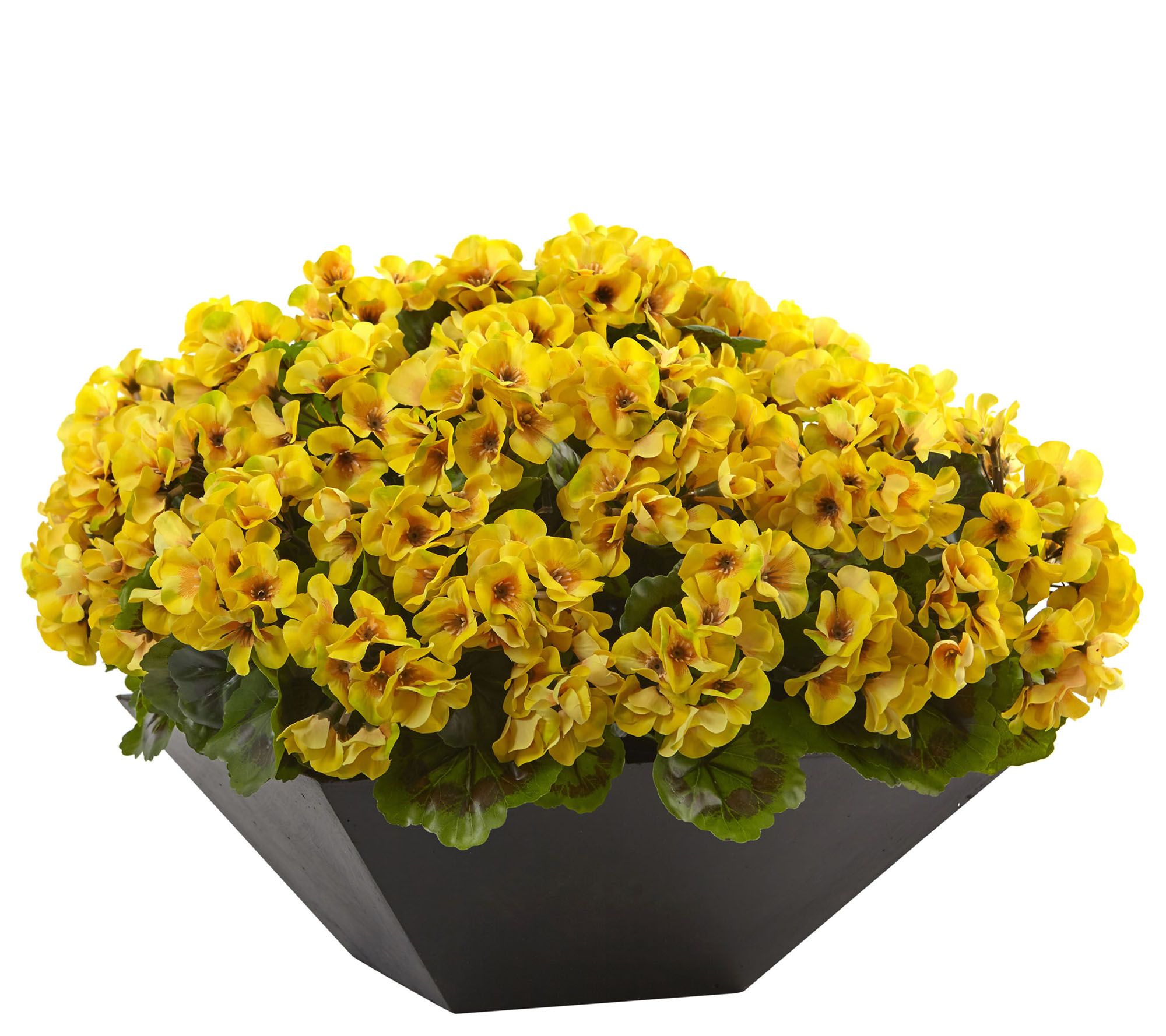 Geranium with Black Planter by Nearly Natural