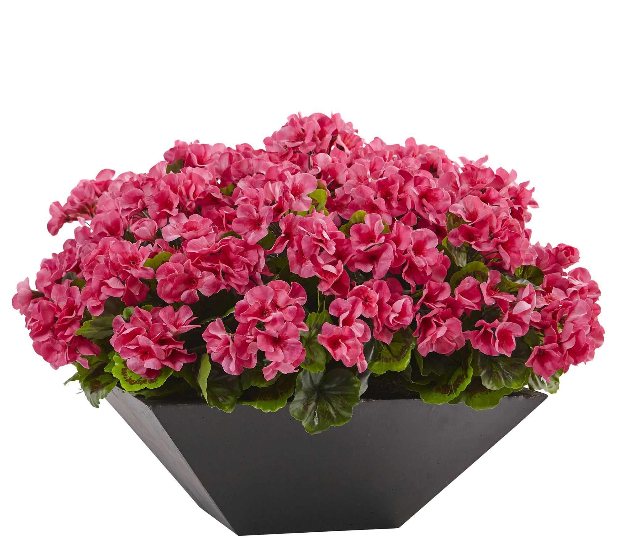 Geranium with Black Planter by Nearly Natural