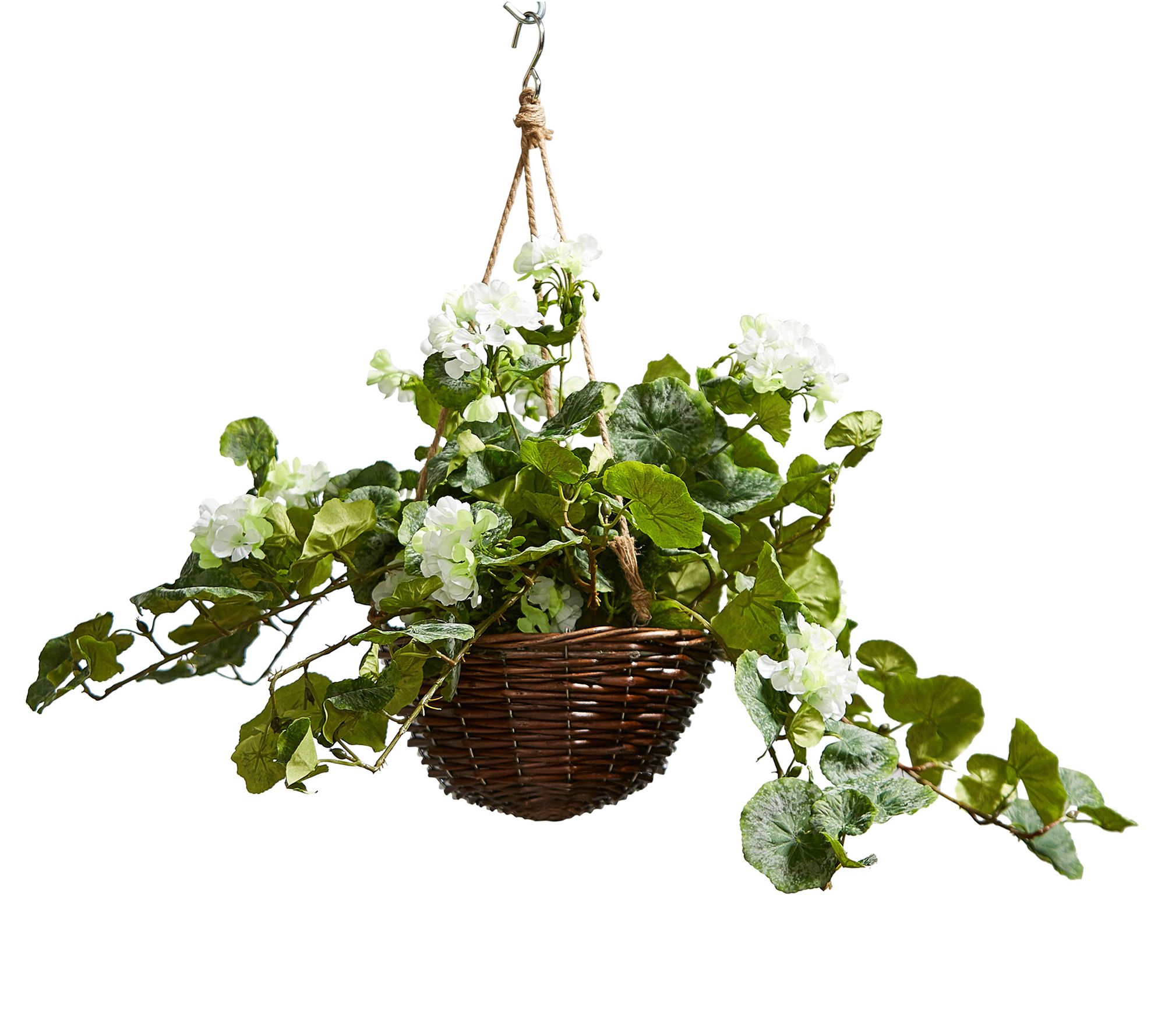 Pure Garden Faux Flower Arrangement with HangerBasket (White)