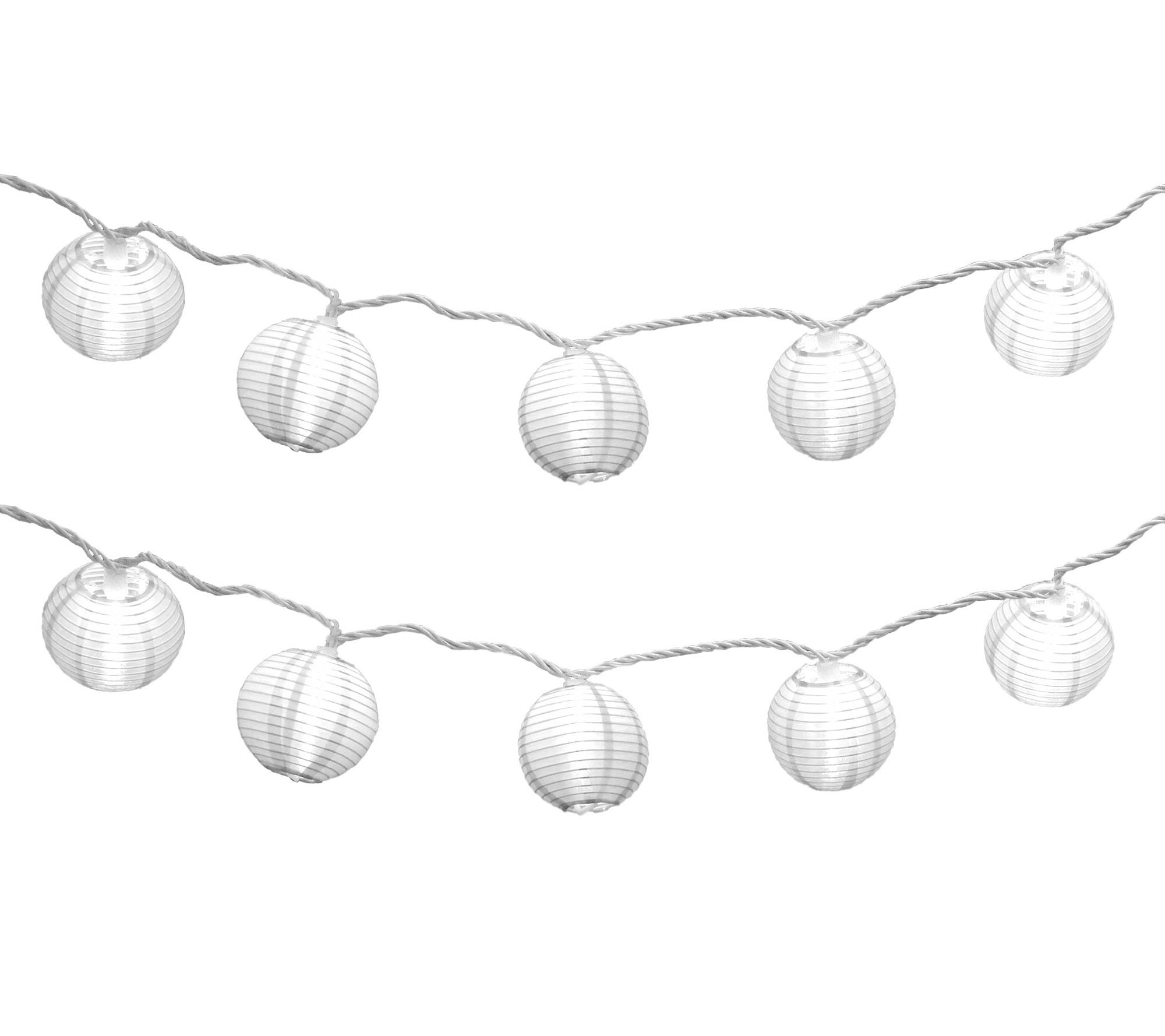 LumaBase Electric String Lights with 10 Nylon Lanterns- White