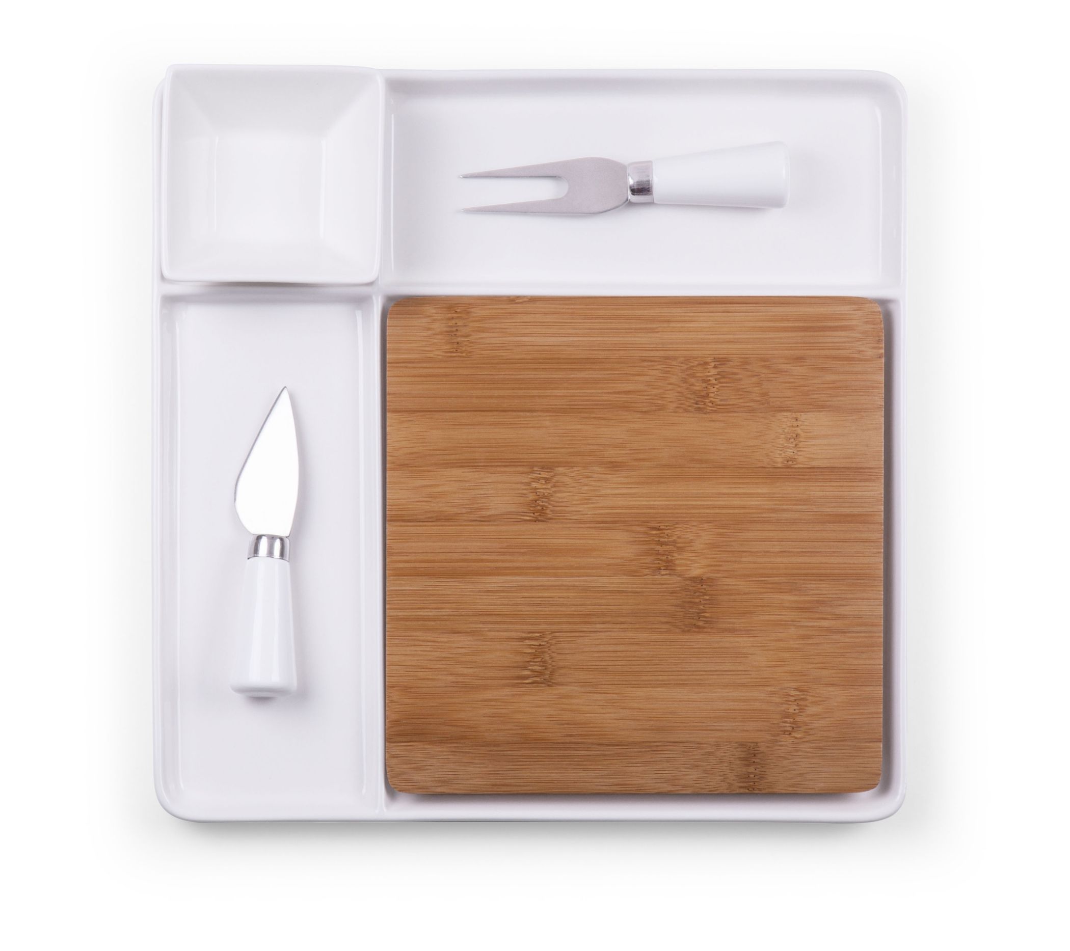 Picnic Time Icon Glass Top Cutting Board & Knife Set