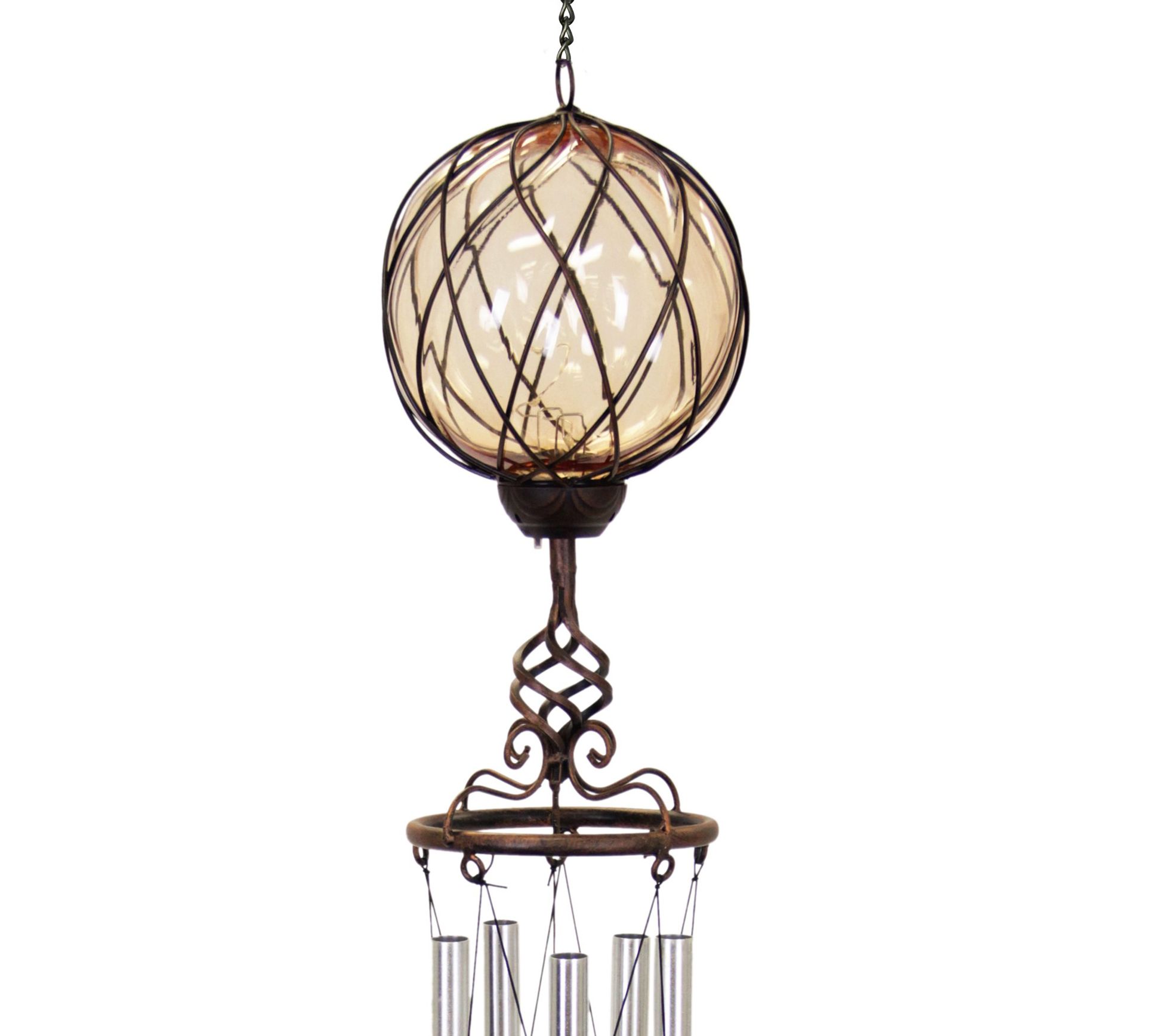 Solar Caged Glass and Metal Wind Chime by Exhart