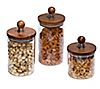Honey-Can-Do 3-Piece Acacia Top Glass Kitchen Canister Set, 2 of 4