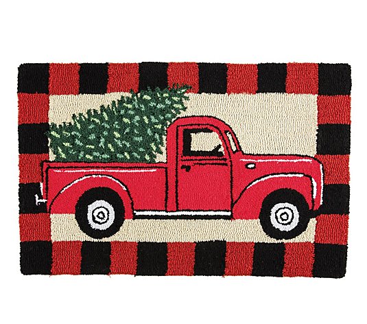 Red Truck Plaid Rug by Valerie