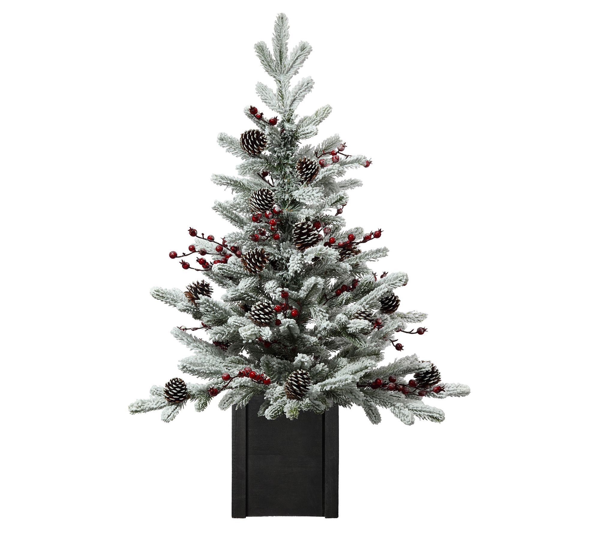 Haute Decor 36" Unlit Flocked Stockhorn Potted Tree w/ Berries