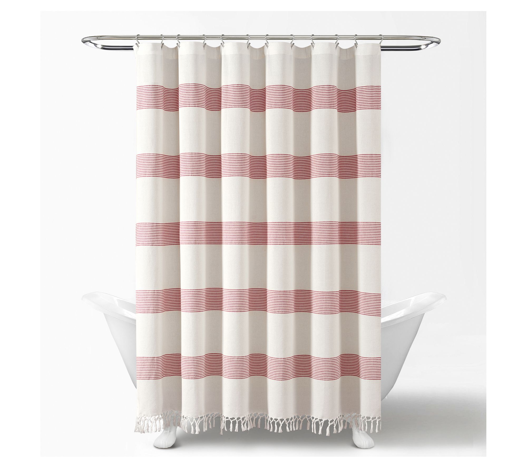 Tucker Stripe Yarn Dyed Cotton Shower Curtain by Lush Decor