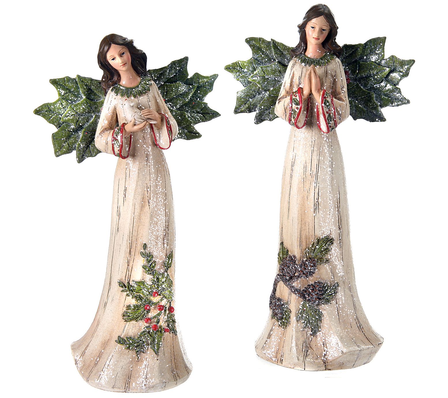 Valerie Parr Hill Set of 2 Holly Winged Angel 12"
