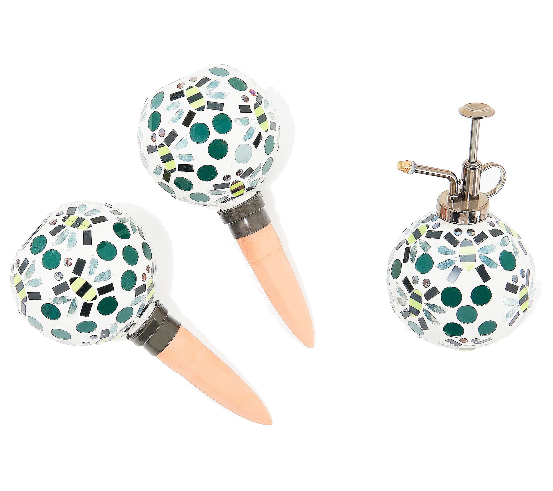 Evergreen Set of 3 Mosaic Bees Watering Globes&