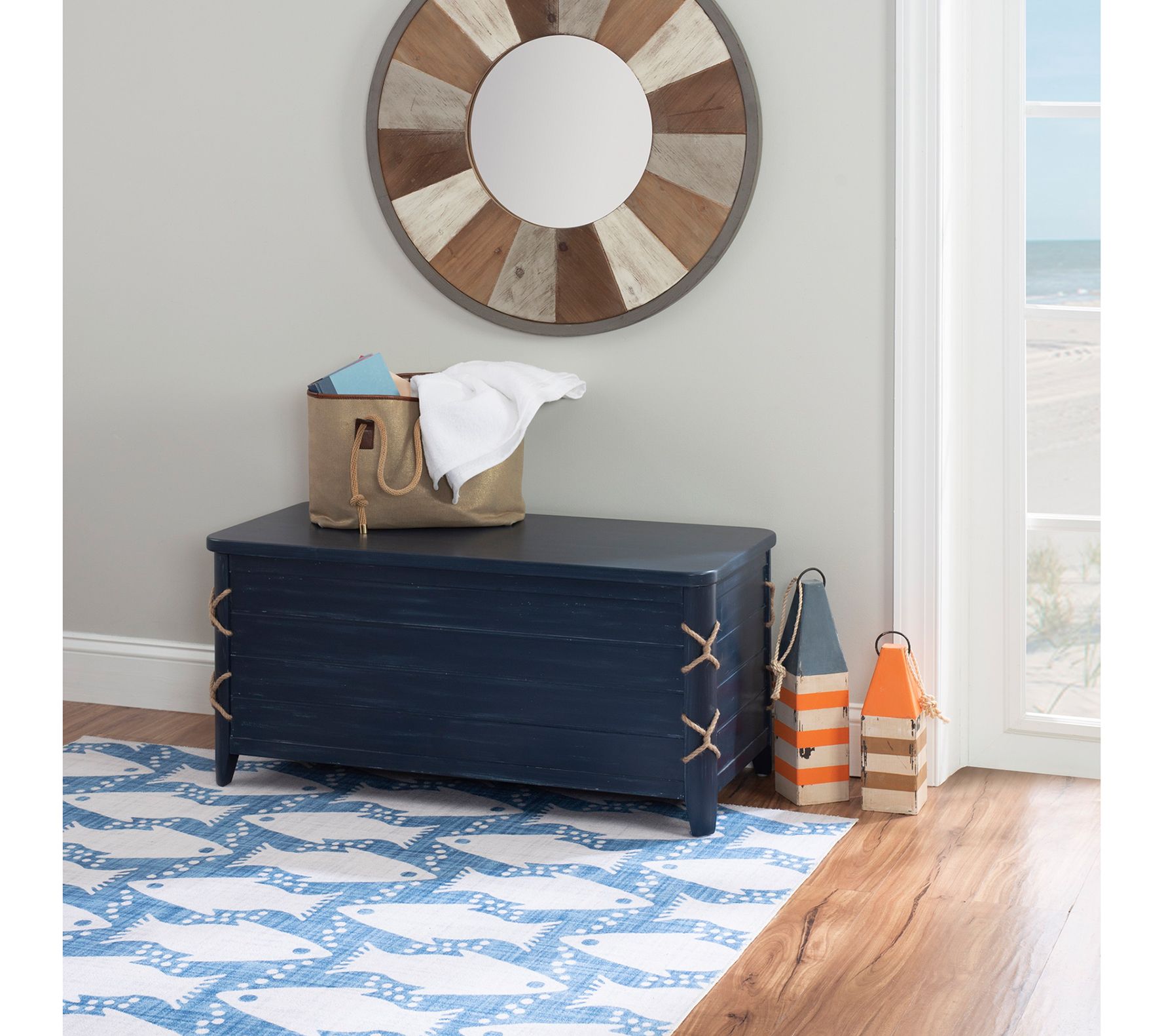 Linon Home Decor Watts  Rope Cedar Storage Ches t